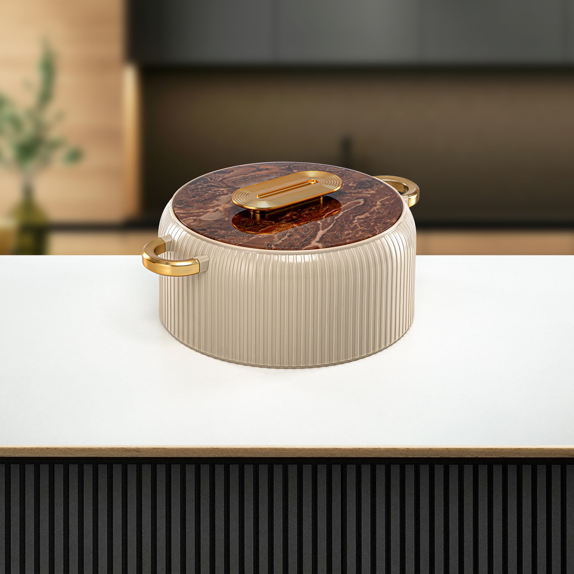 ألمرجان حرارات بلاستيك، مجموعة من 3 قطع، بيج وذهبي، 2000 مل + 4000 مل + 6500 مل (EK-200/400/650 BR/MG) أدوات تقديم رمضان