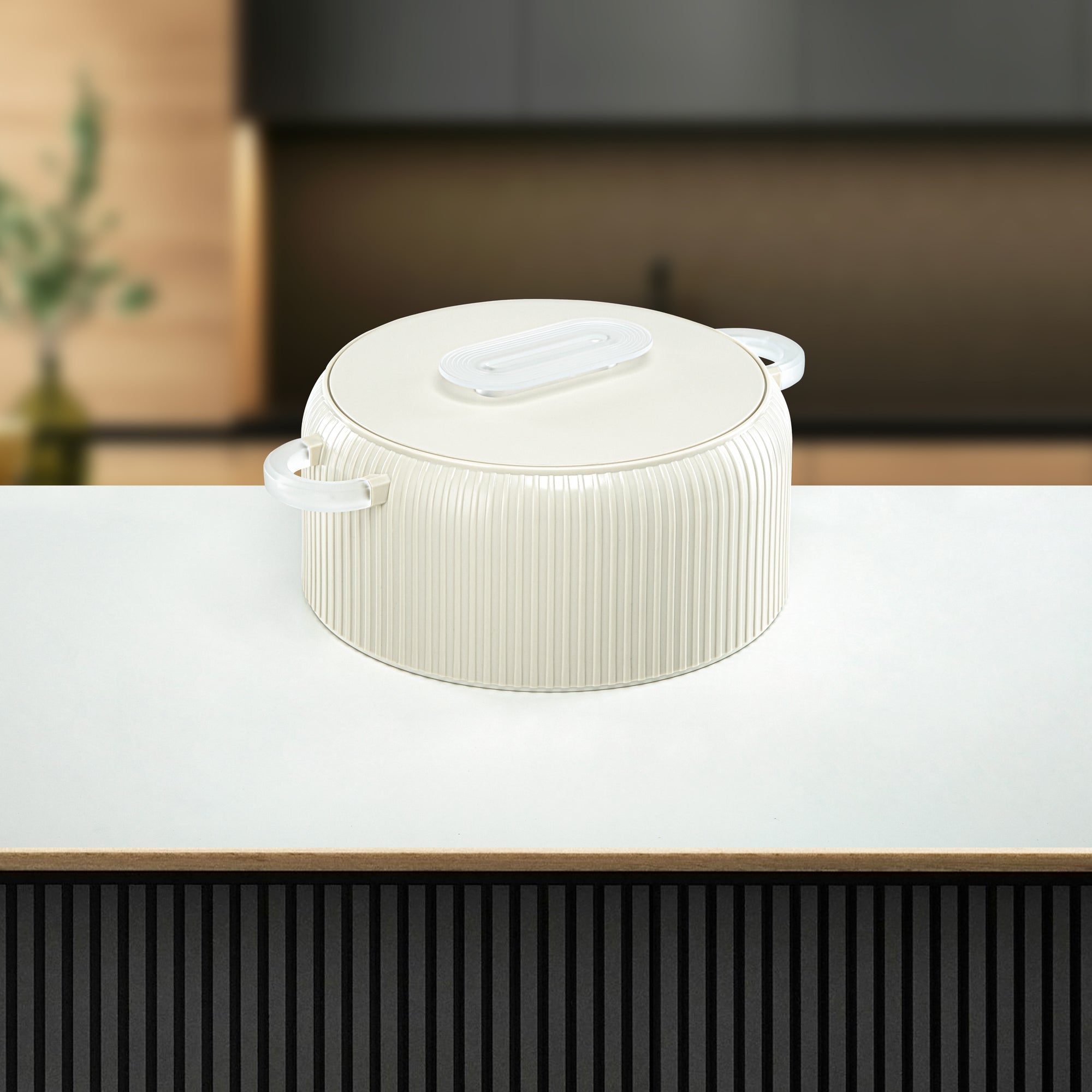 ألمرجان حرارات بلاستيك، مجموعة من 3 قطع، عاجي وثلجي، 2000 مل + 4000 مل + 6500 مل (EK-200/400/650 MIV/FA) أدوات تقديم رمضان