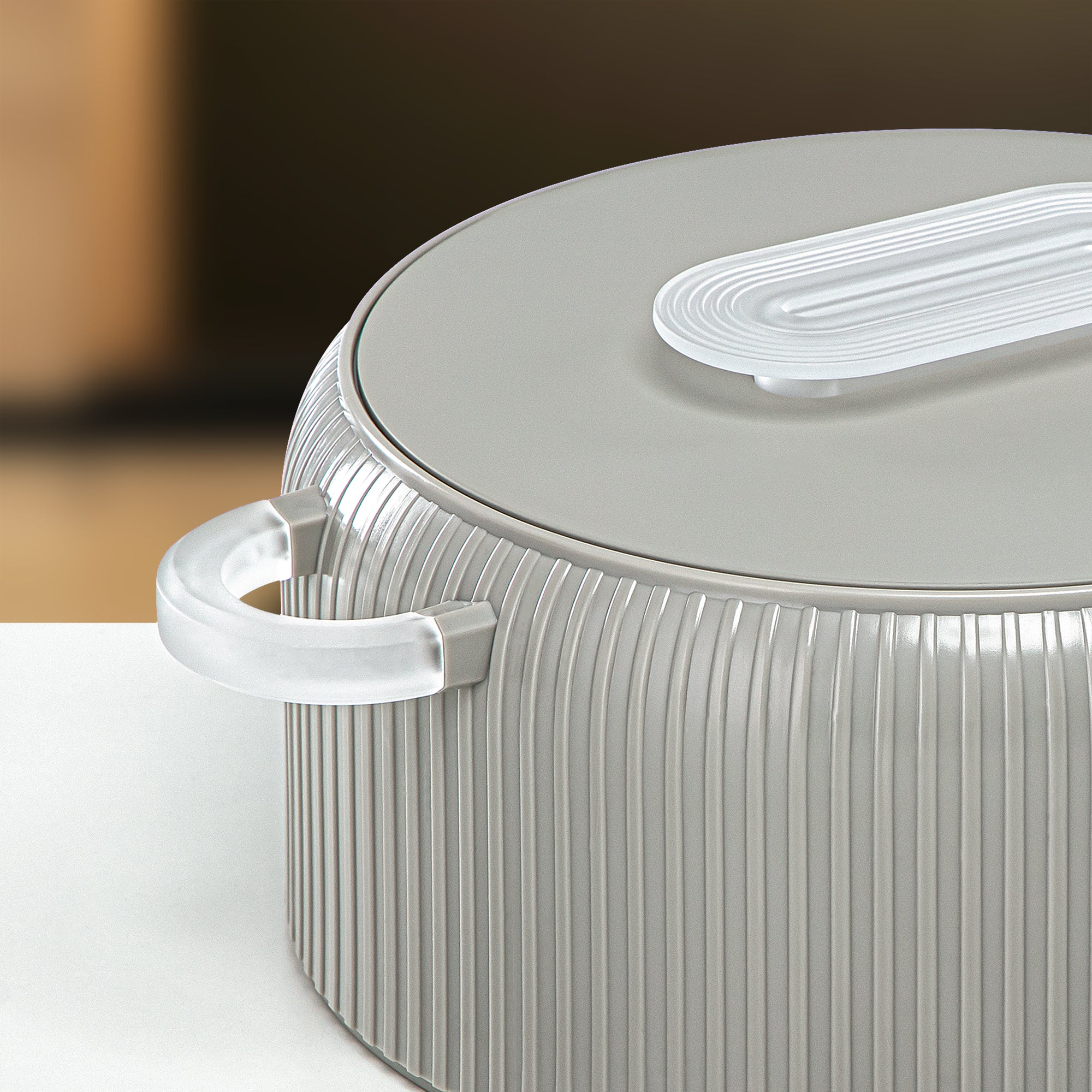 ألمرجان حرارات بلاستيك، مجموعة من 3 قطع، رمادي فاتح وثلجي، 2000 مل + 4000 مل + 6500 مل (EK-200/400/650 MSG/FA) أدوات تقديم رمضان