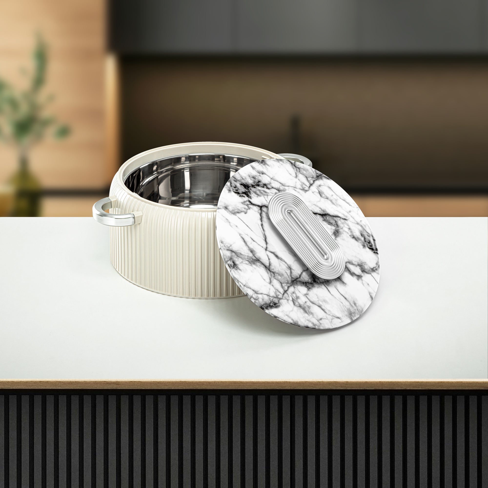 ألمرجان حرارات بلاستيك، مجموعة من 3 قطع، أبيض وفضي، 2000 مل + 4000 مل + 6500 مل (EK-200/400/650 WM/MC) أدوات تقديم رمضان