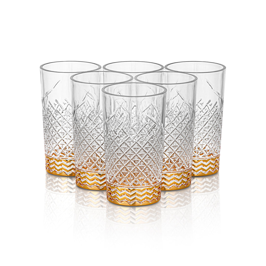 Forever Gold 6 Pieces Acrylic Water Cup Set Clear & Gold - FB-B TRN/G