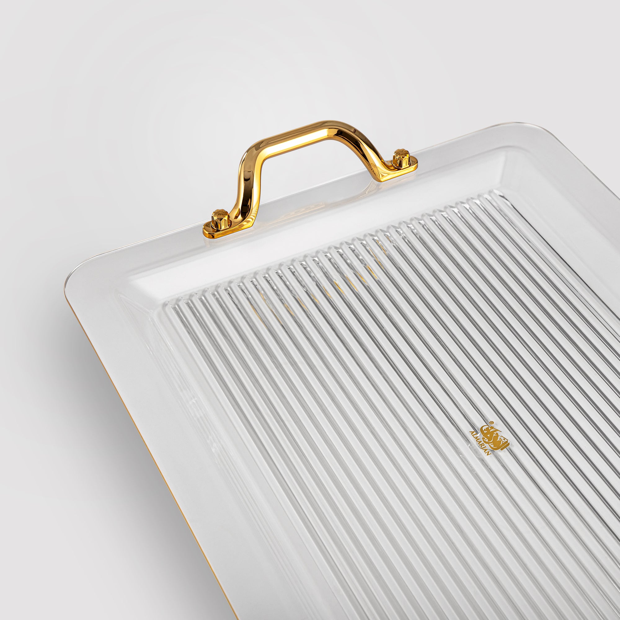 صينية تقديم أكريليك ألمارجان 55 سم، شفافة وذهبية | FB07-550 أل جي