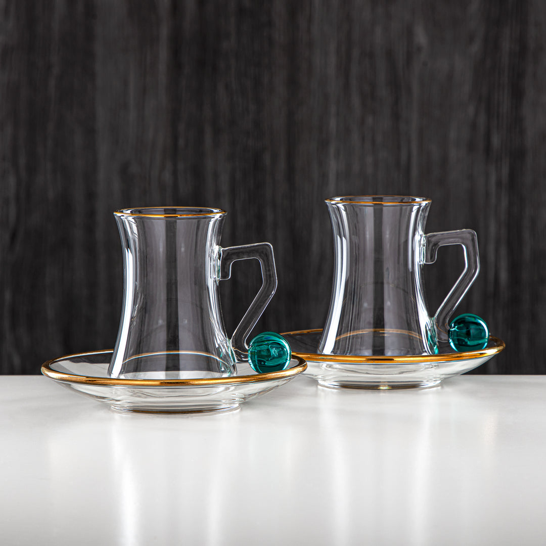 Almarjan 6 Pieces Borosilicate Glass Tea Cup Set - FB803-12 DG/G