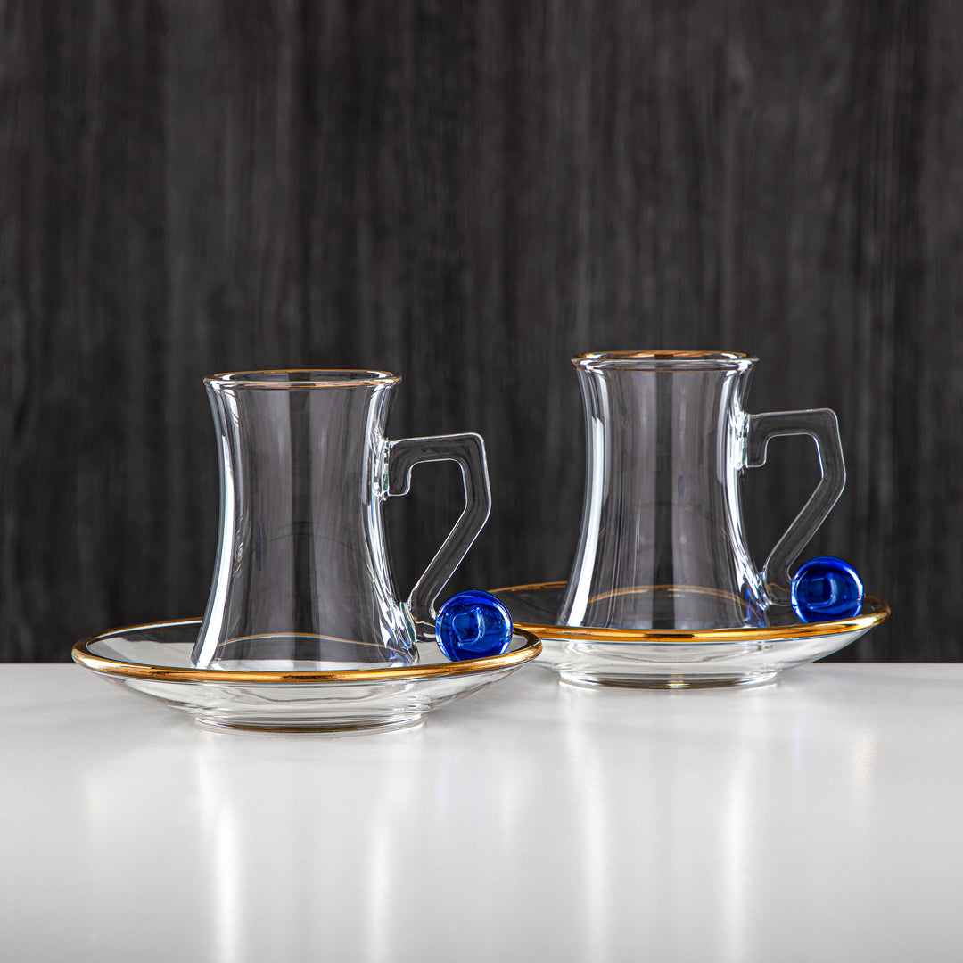 Almarjan 6 Pieces Borosilicate Glass Tea Cup Set - FB803-12 NV/G