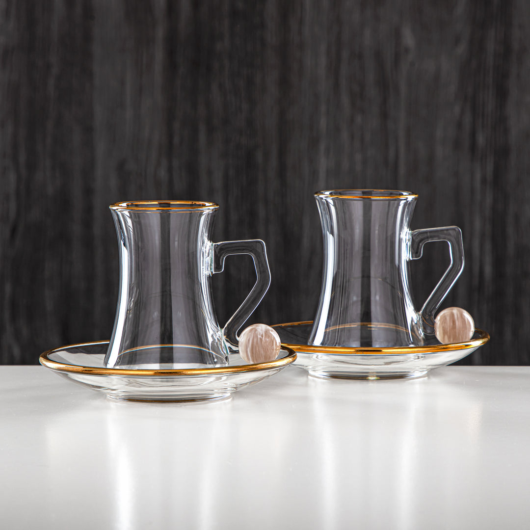 Almarjan 6 Pieces Borosilicate Glass Tea Cup Set - FB803-12 PBG/G