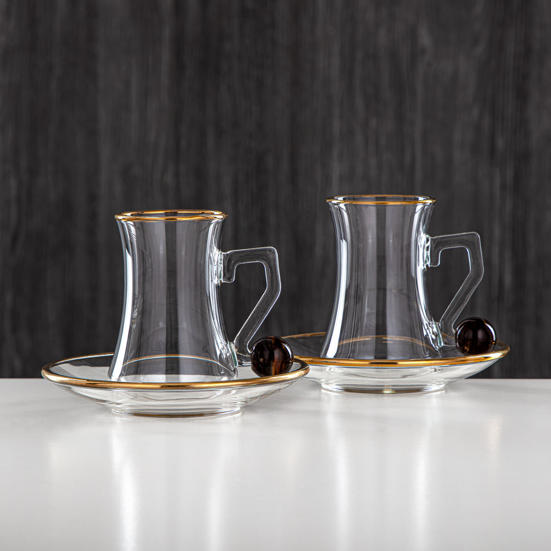 Almarjan 6 Pieces Borosilicate Glass Tea Cup Set - FB803-12 PBR/G