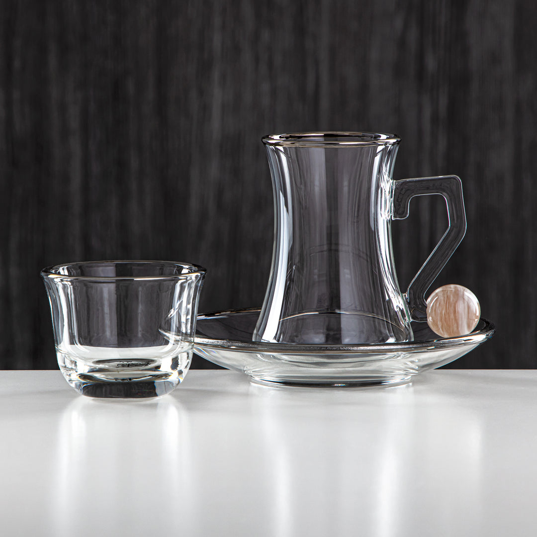 Almarjan 18 Pieces Borosilicate Glass Tea Set - FB803-18 PBG/C