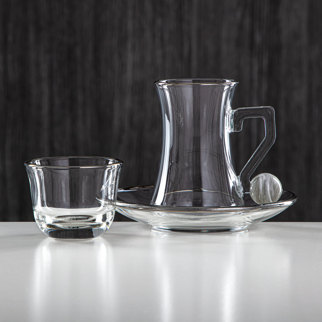 Almarjan 18 Pieces Borosilicate Glass Tea Set - FB803-18 PIV/C