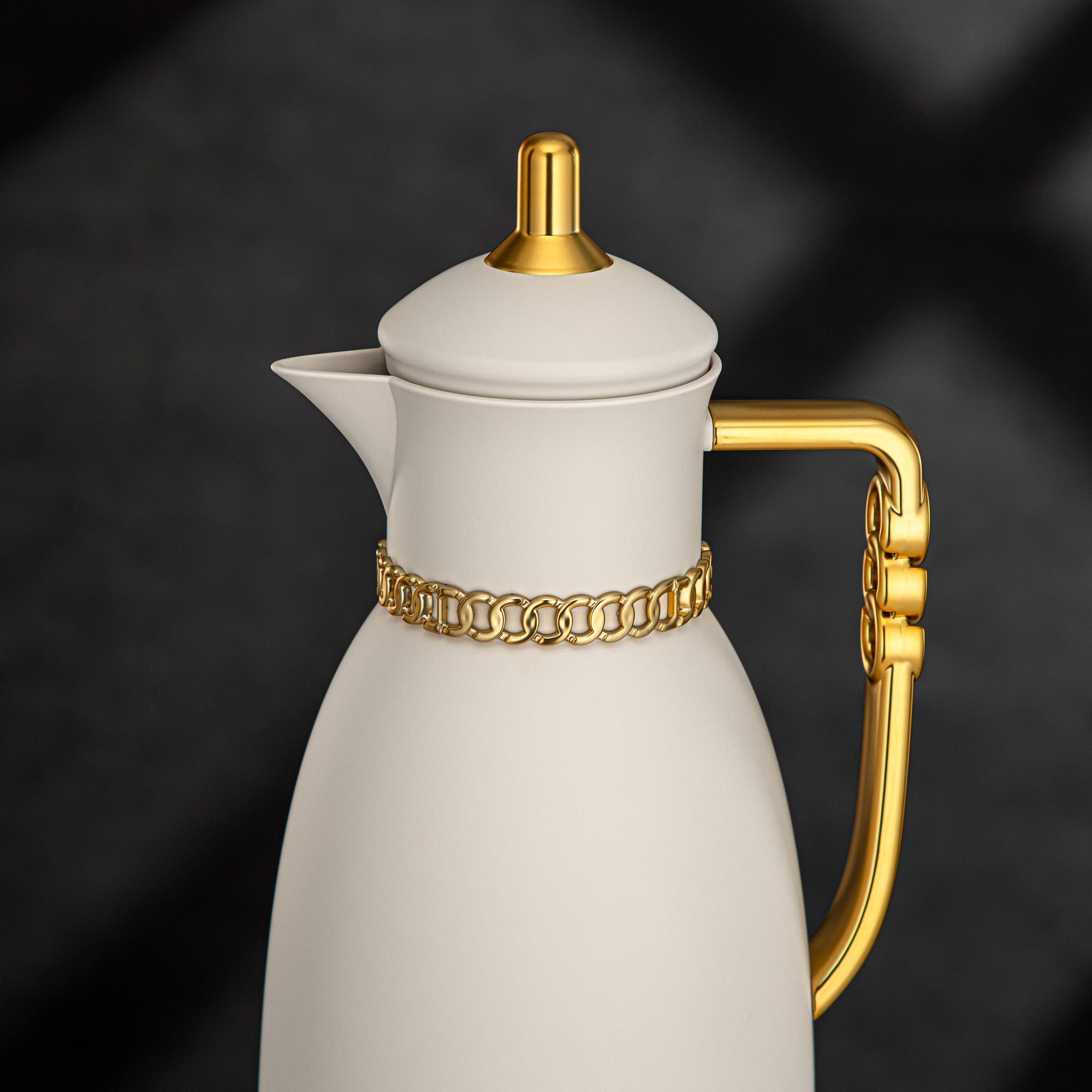 Almarjan Vacuum Flask Set 0.7L & 1L Ivory & Matt Gold