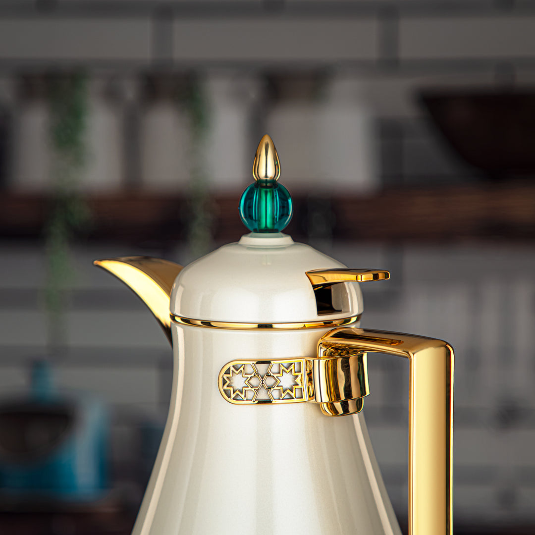 Almarjan 0.35 Liter Vacuum Flask Pearl White & Gold - FG803-035 DG/PW