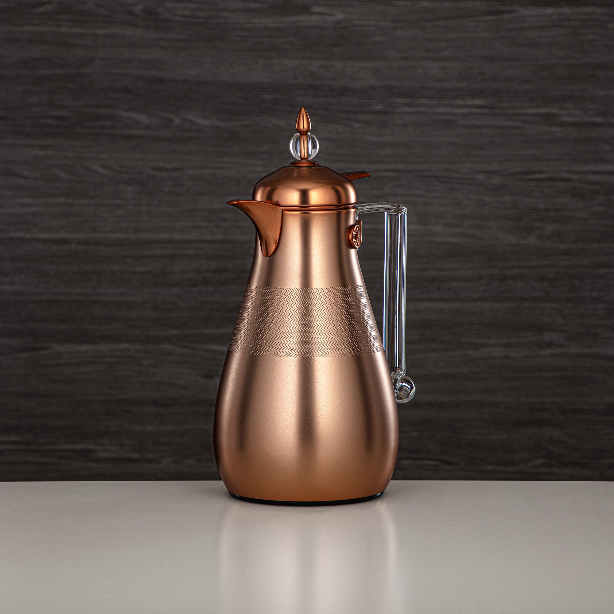 Almarjan Vacuum Flask Set, Push Button, 0.7L + 1L, Matt Copper & Transparent (FG803A-070/100 MCP/TR) - Elegant Vacuum Flask Sets