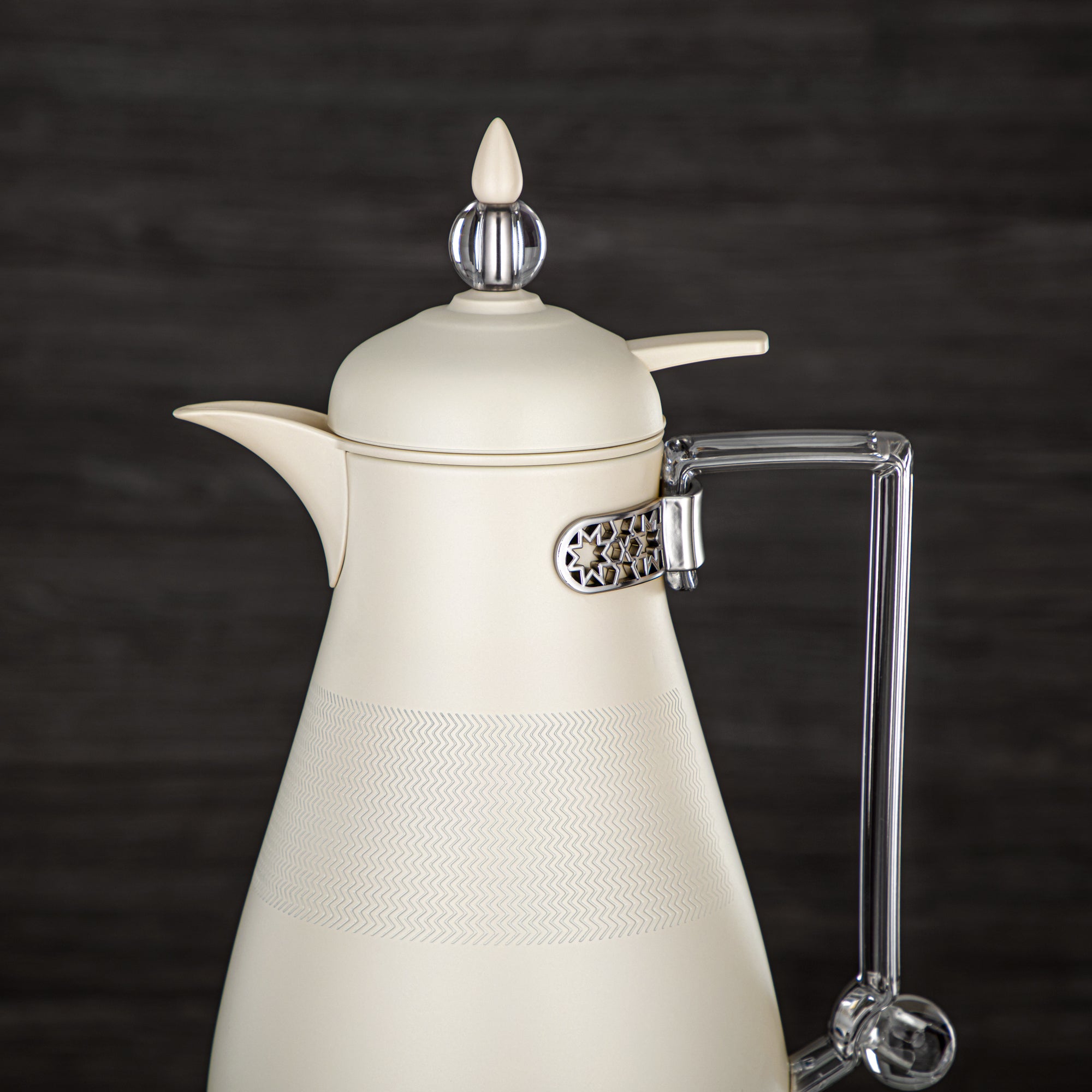 Almarjan Vacuum Flask Set, Push Button, 0.7L + 1L, Matt White & Trasparent (FG803A-070/100 MP/TR) - Elegant Vacuum Flask Sets