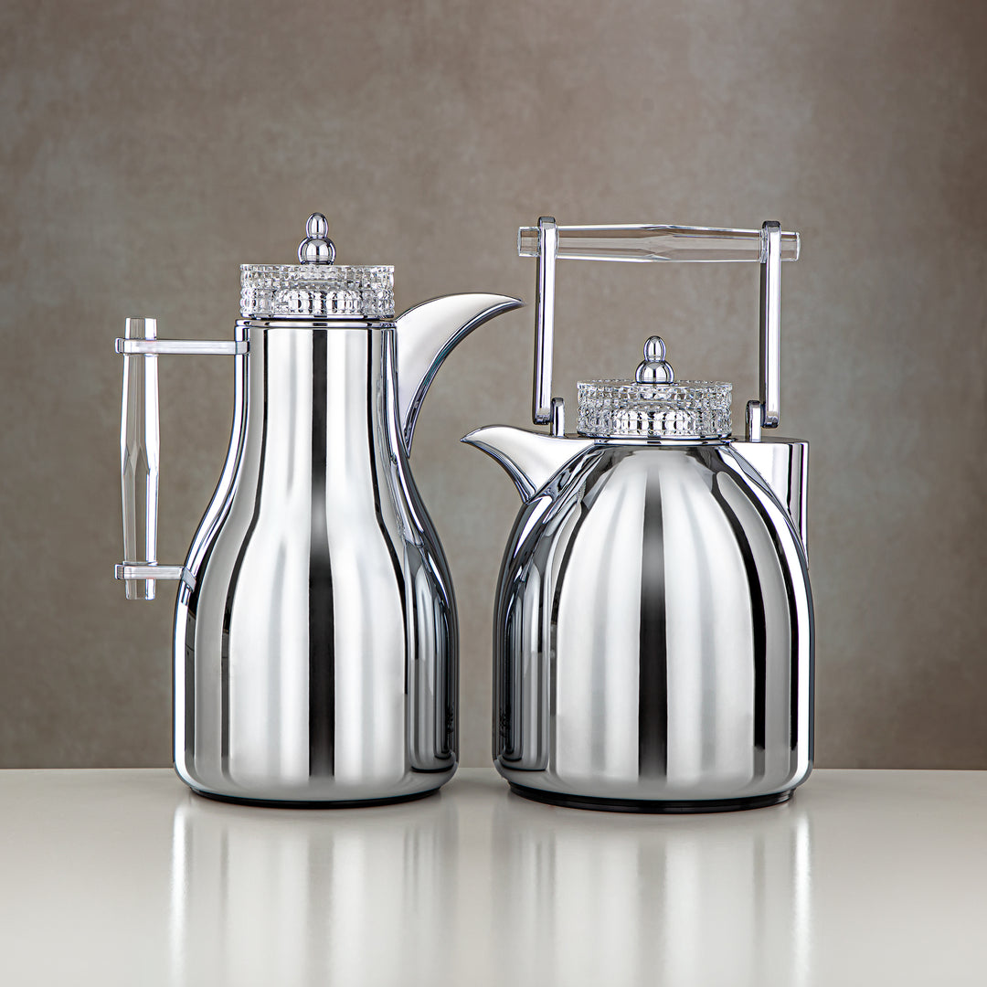Almarjan 2 Pieces Vacuum Flask Set Silver & Transparent - FG804 AB-100 TR/C