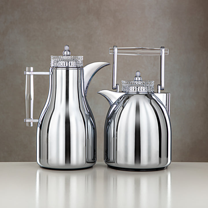 Almarjan 2 Pieces Vacuum Flask Set Silver & Transparent - FG804 AB-100 TR/C