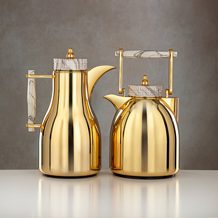 Almarjan 2 Pieces Vacuum Flask Set Gold & Marble - FG804 AB-100 WMR/G