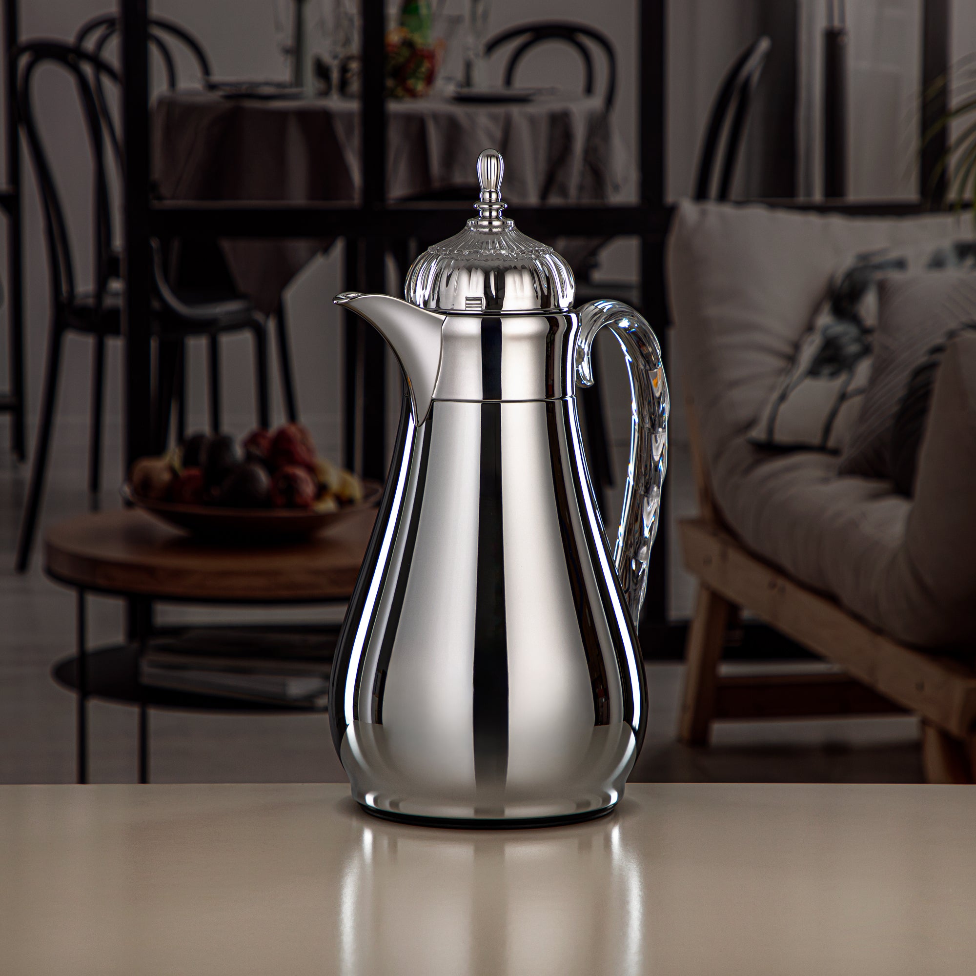 ألمرجان طقم ترامس، زر ضغط، 0.7 لتر + 1 لتر، فضي وشفاف (FG810-070/100 C/TR) - طقم ترمس أنيق