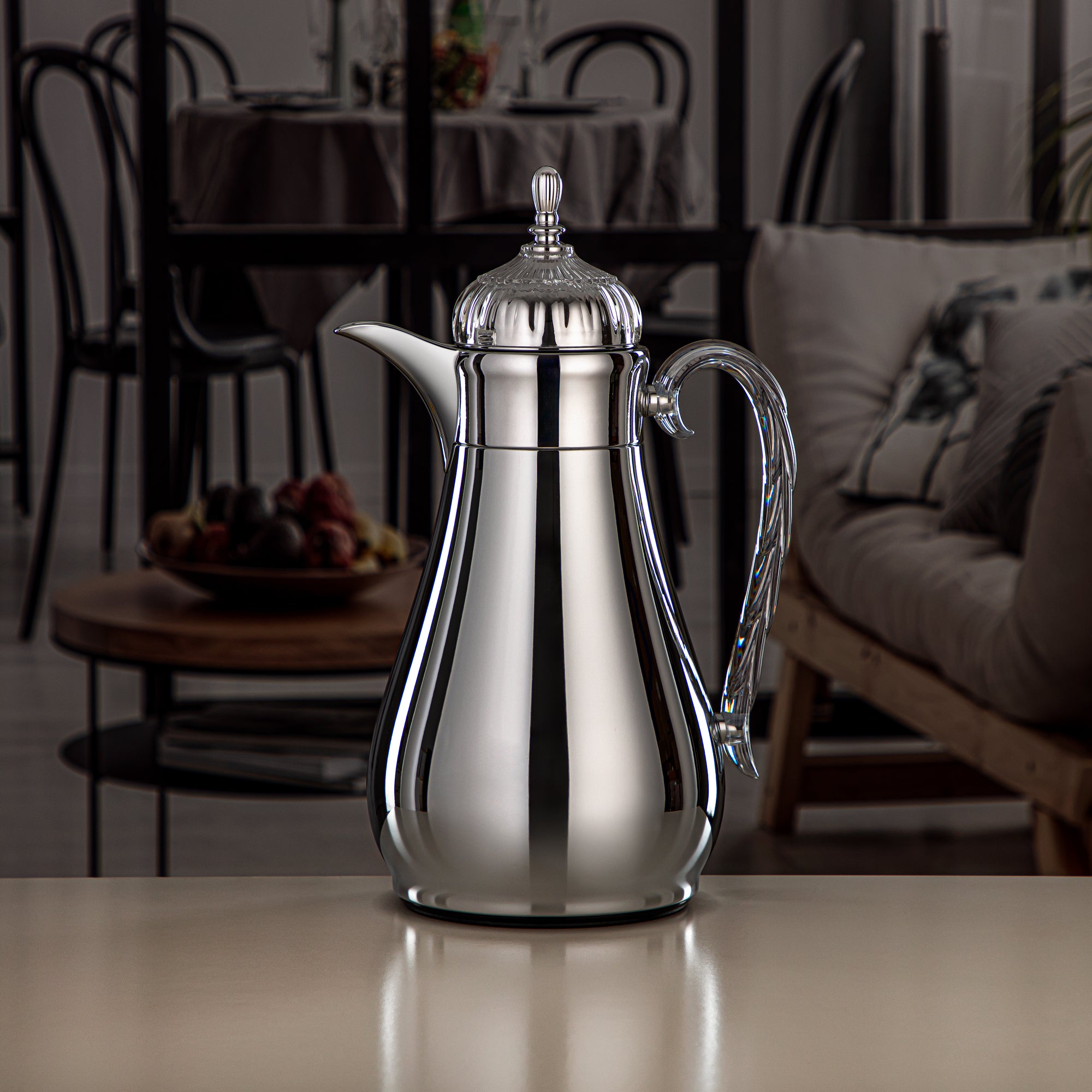 ألمرجان طقم ترامس، زر ضغط، 0.7 لتر + 1 لتر، فضي وشفاف (FG810-070/100 C/TR) - طقم ترمس أنيق