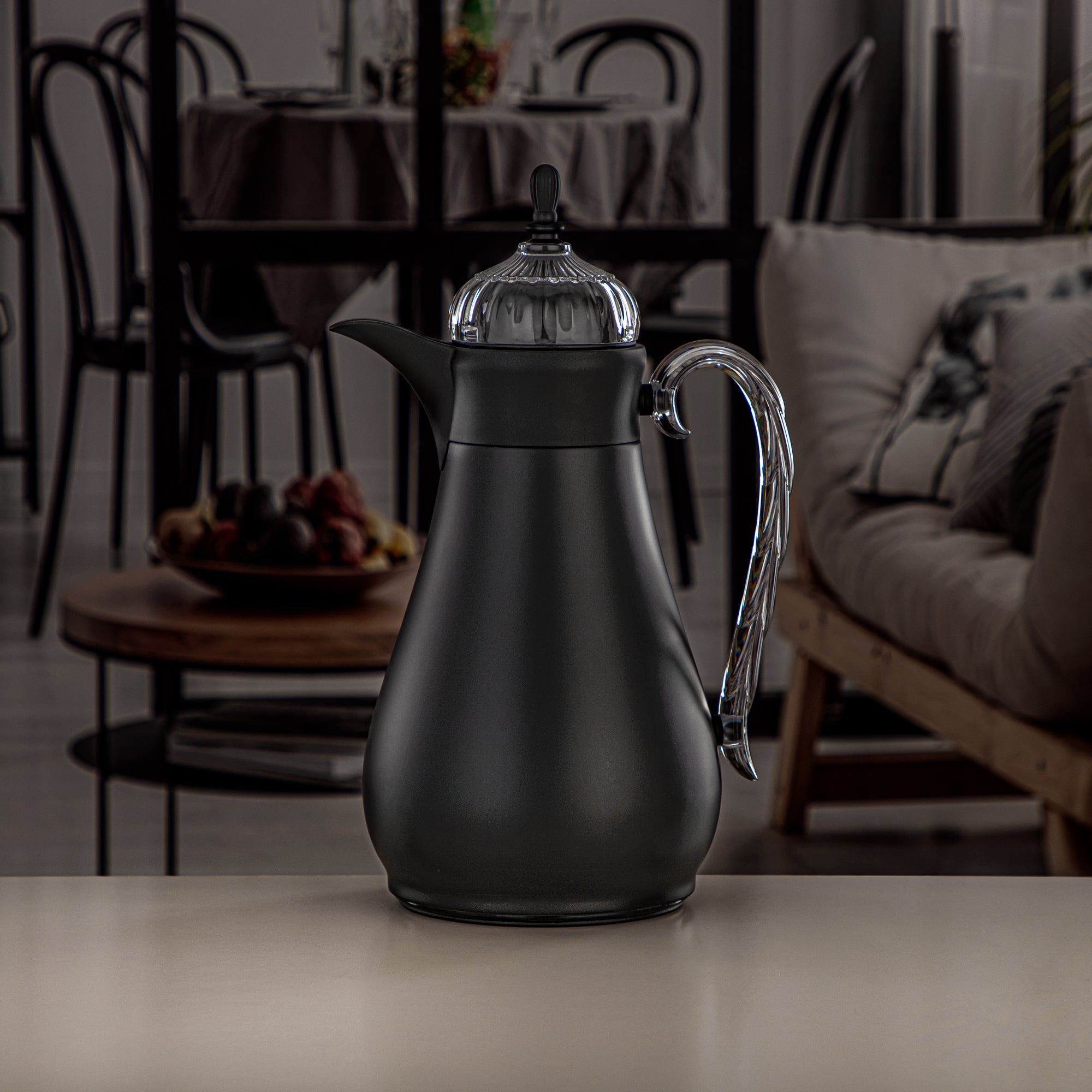 ألمرجان طقم ترامس، زر ضغط، 0.7 لتر + 1 لتر، أسود غير لامع وشفاف (FG810-070/100 MBL/TR) - أطقم ترمس أنيقة