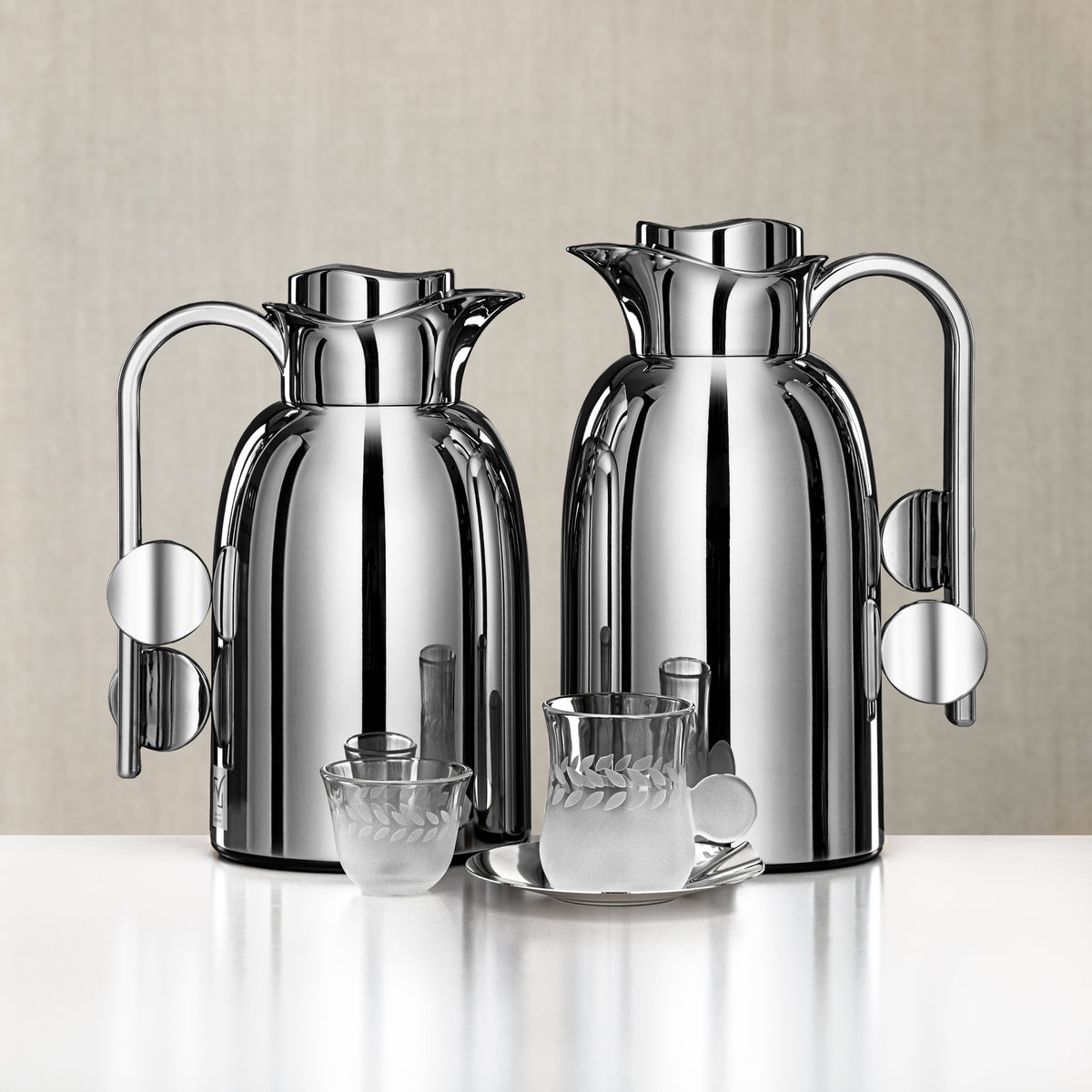 Almarjan Vacuum Flask & Tea Set 20 Pieces Silver