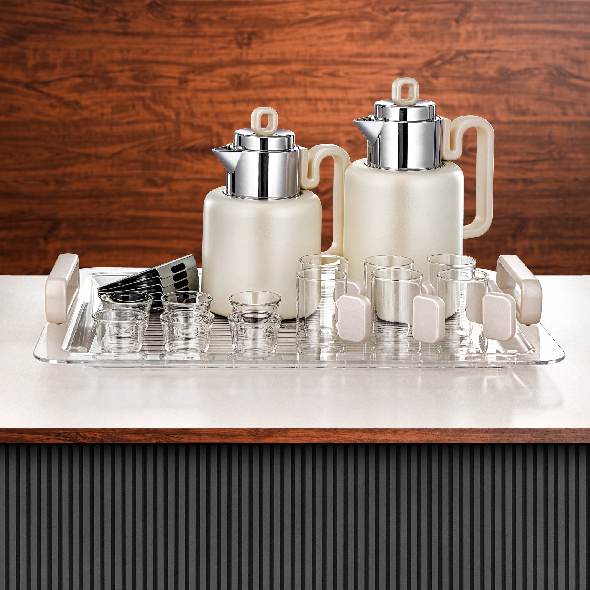 دائمًا المرجان طقم ترمس فاكيوم 0.5 لتر و1 لتر أبيض لؤلؤي غير لامع وفضي (FG815-21 MPW/C)