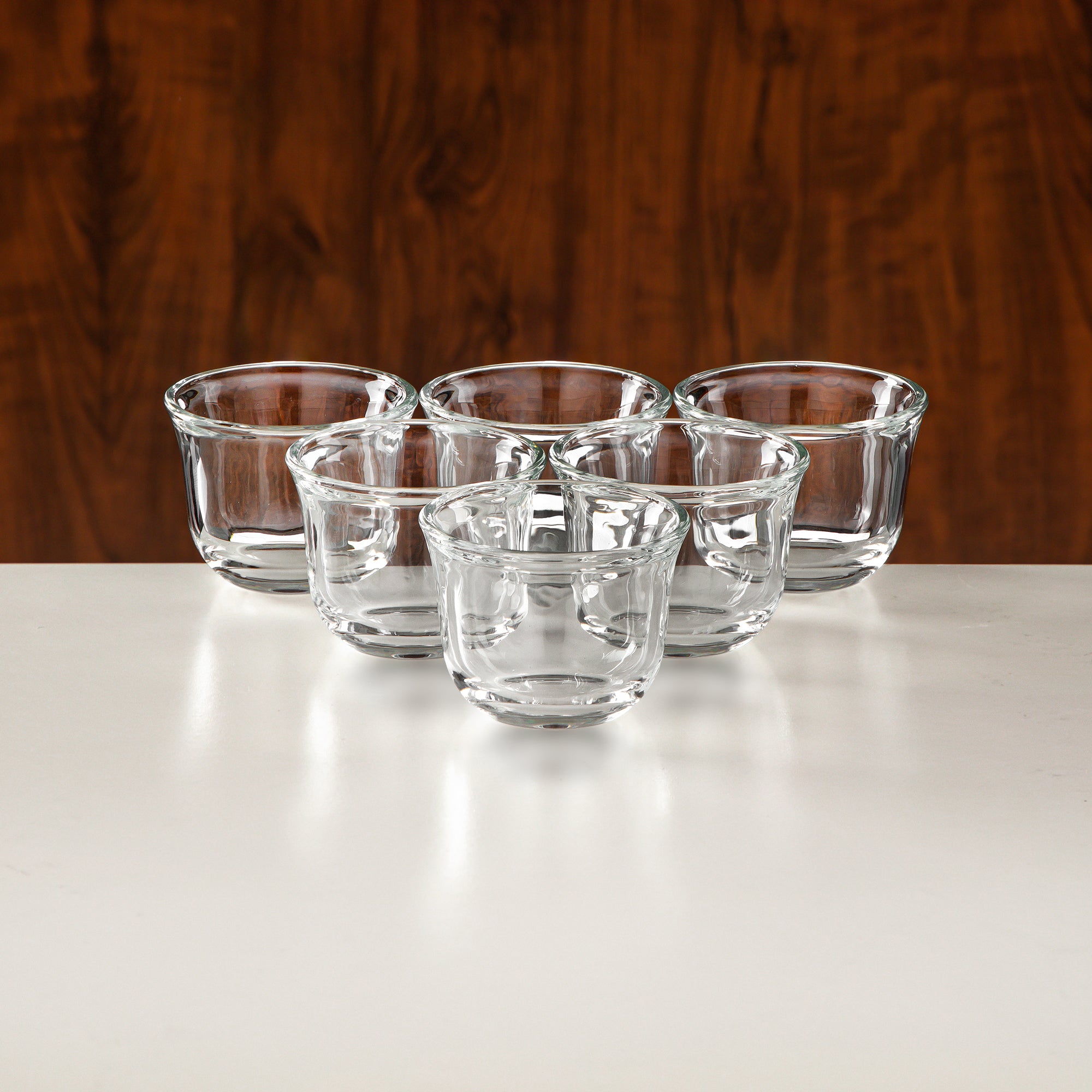 طقم شاي المرجان ١٨ قطعة بلمسة النيكل غير اللامع والخشب الداكن