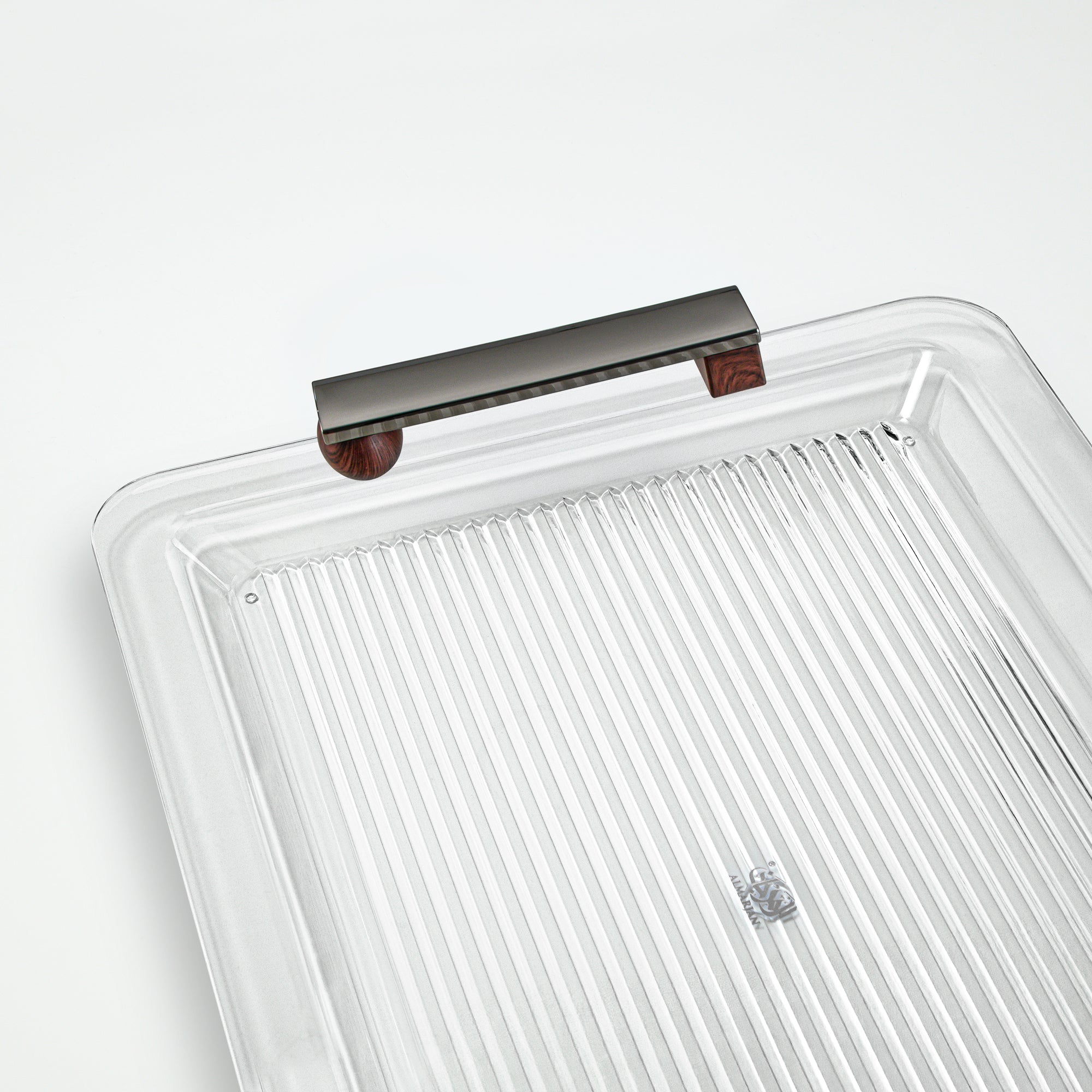 Almarjan Serving Tray 50cm Gun Black & Dark Wood