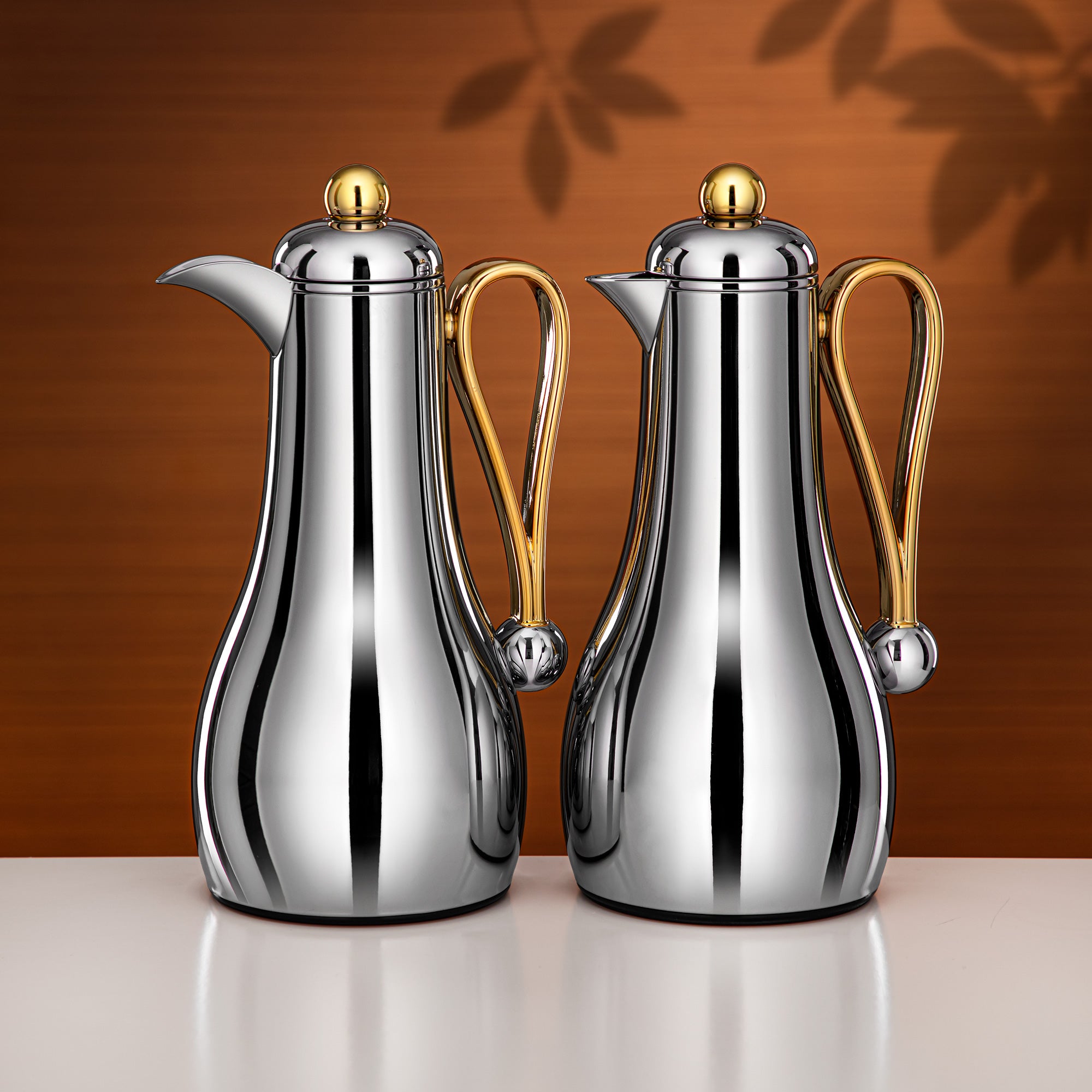 Almarjan Vacuum Flask Set 1L + 1L Silver & Gold