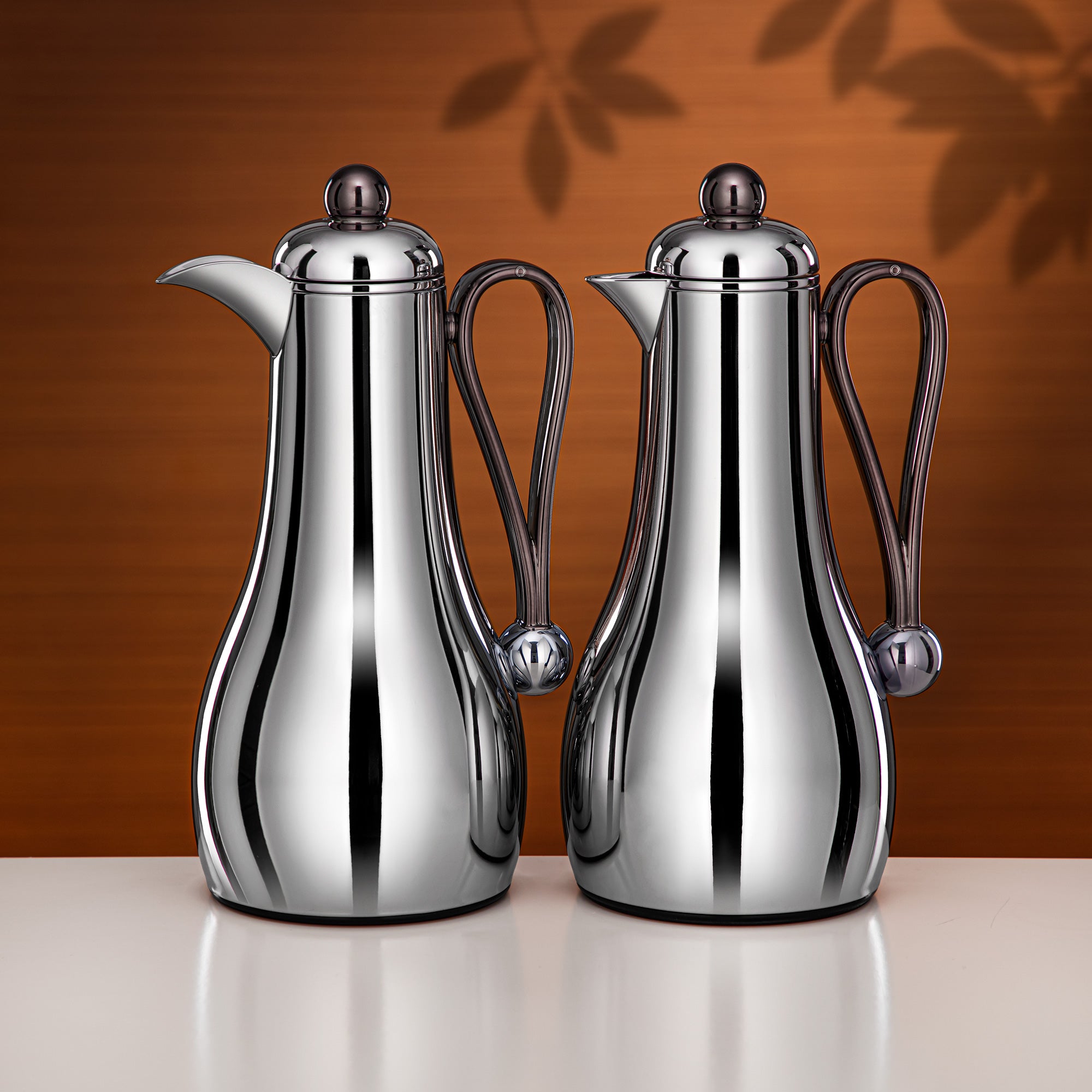 Almarjan Vacuum Flask Set 1L + 1L Silver & Gun Black