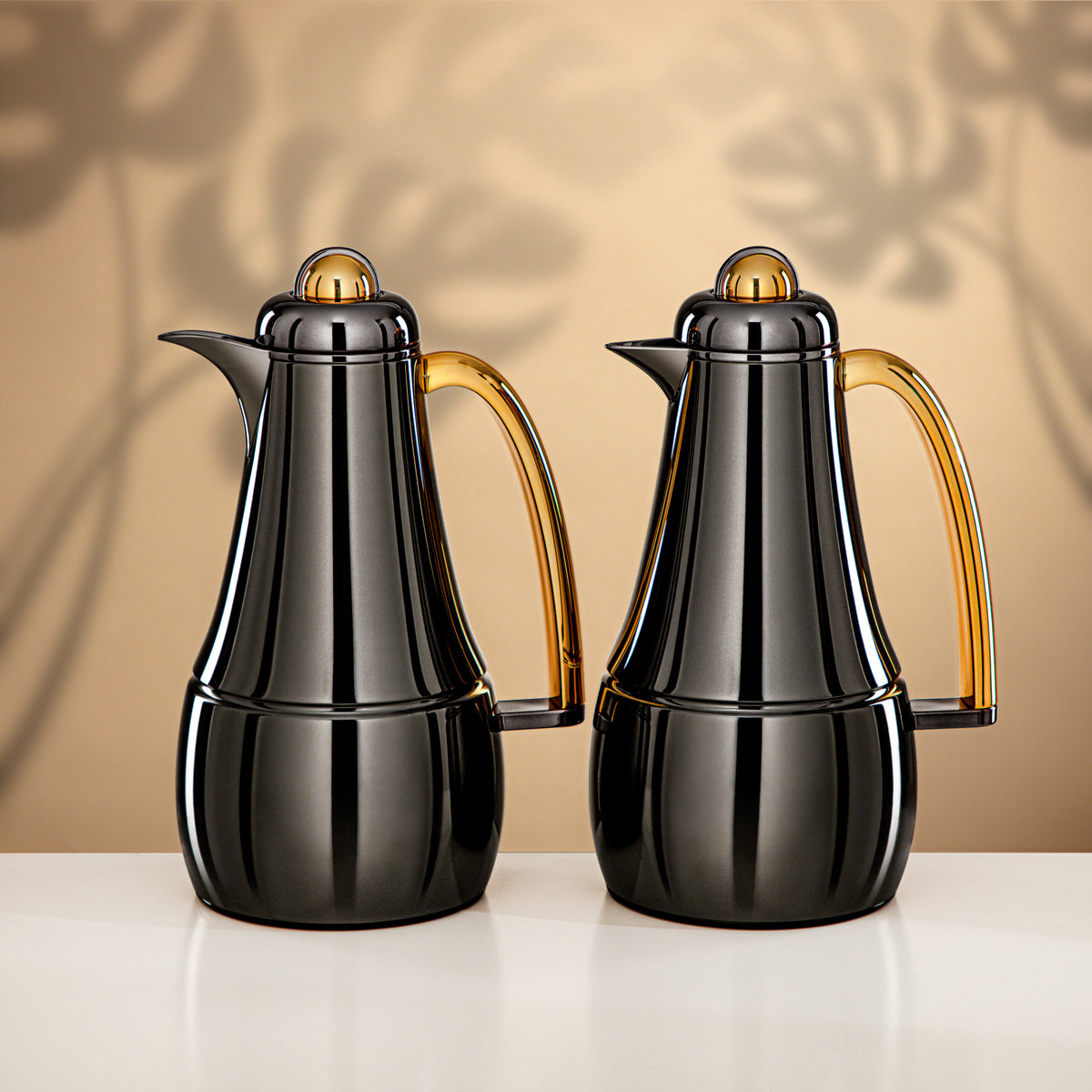 Almarjan Vacuum Flask Set FG825AB-100 GBL/G Metal Gun Black Gold Mirror ...