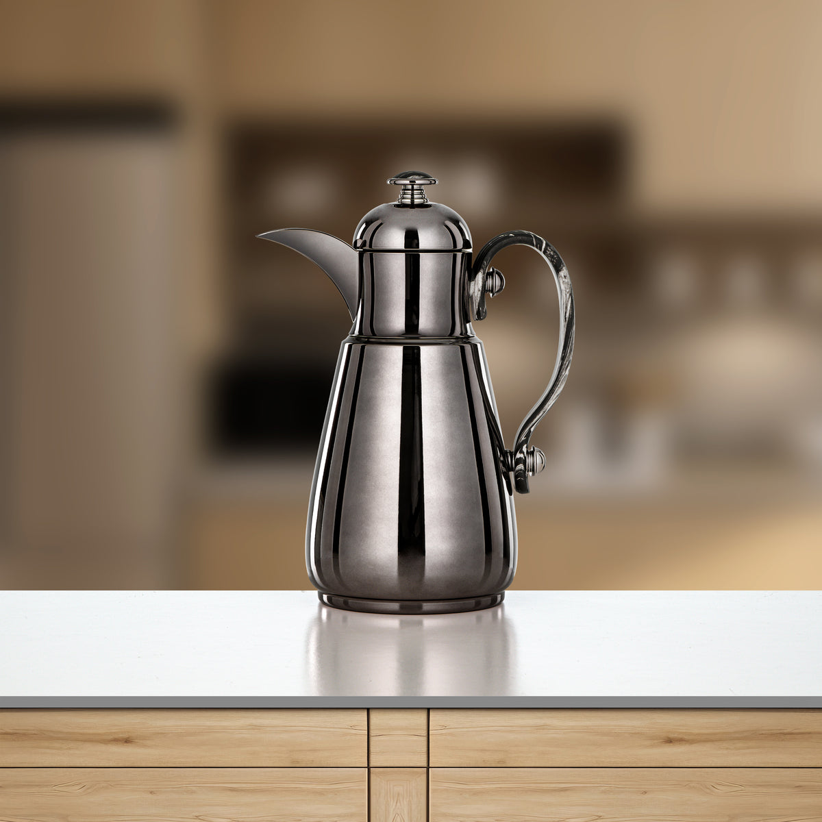 Almarjan Double Wall Vacuum Flask 1 Lit, Gun Black & Marble