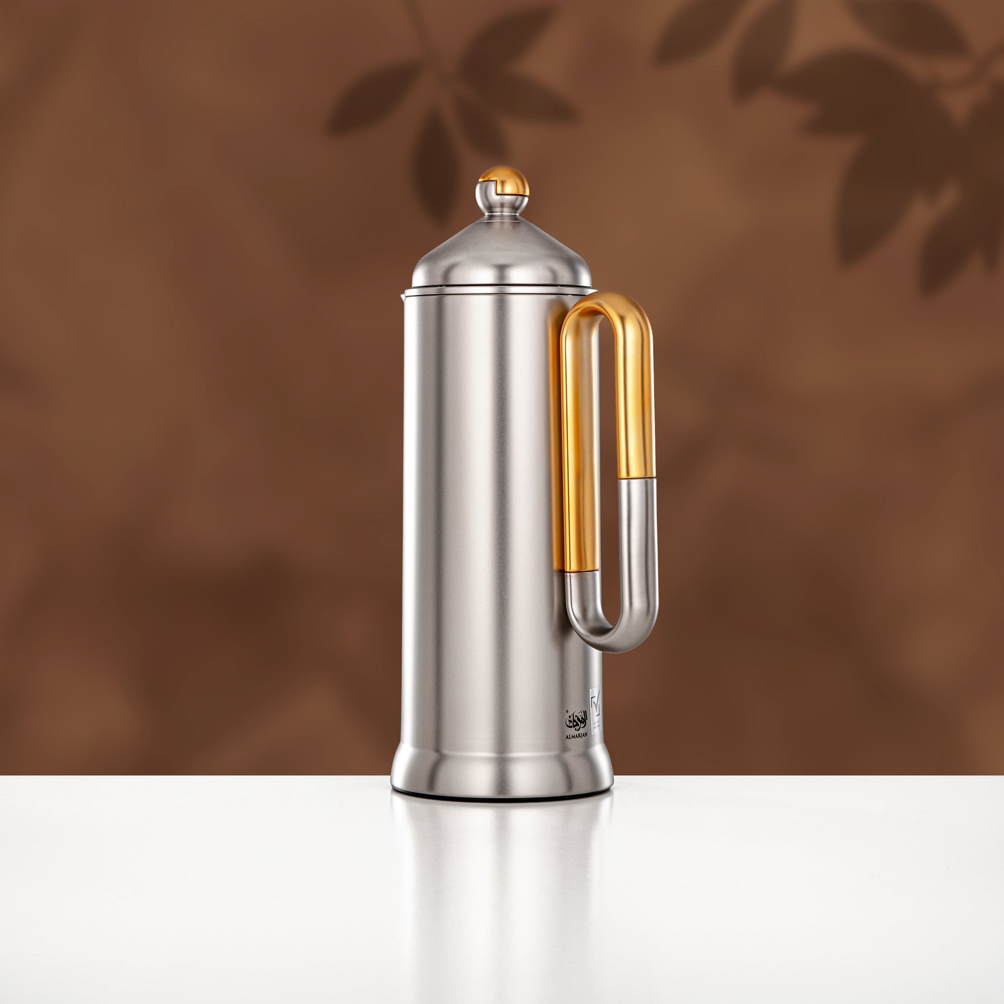 Almarjan 2 Pieces Vacuum Flask Set, Matt Nickel & Matt Gold