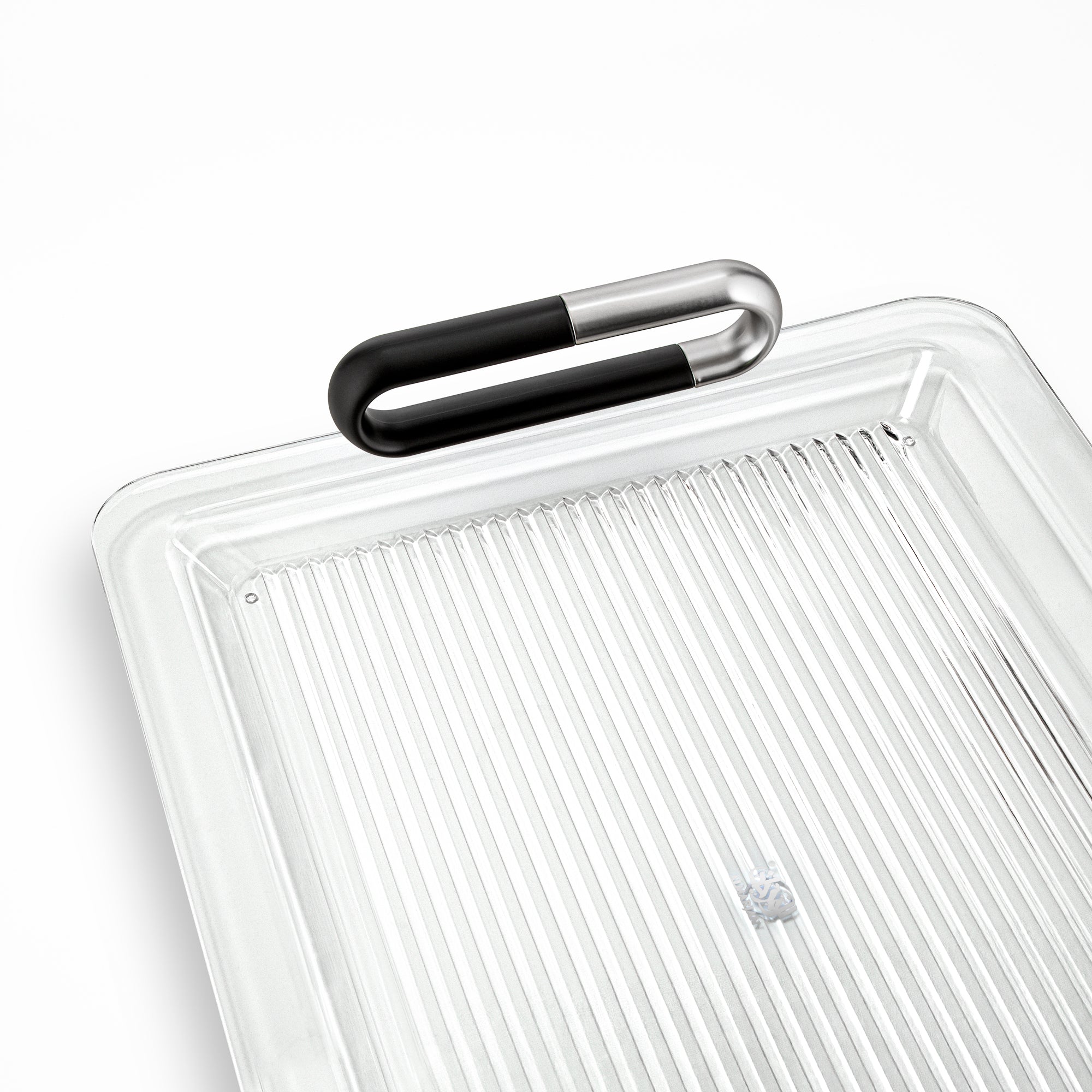 Almarjan 50 cm Acrylic Serving Tray, Matt Nickel & Black