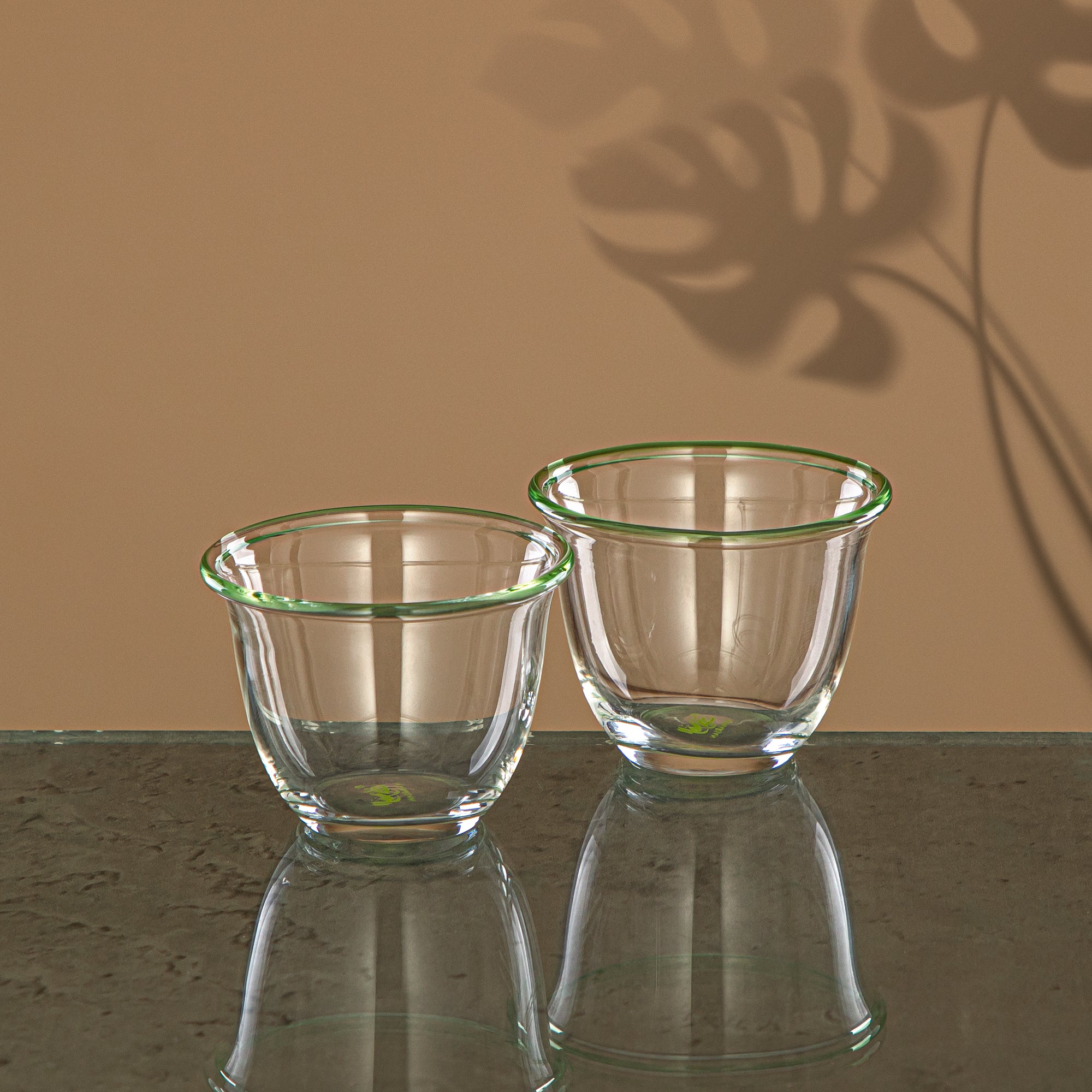 طقم قهوة عربية ألمرجان 6 قطع، زجاج بوروسيليكات، شفاف وأخضر (GLS0010119) - قهوة عربية