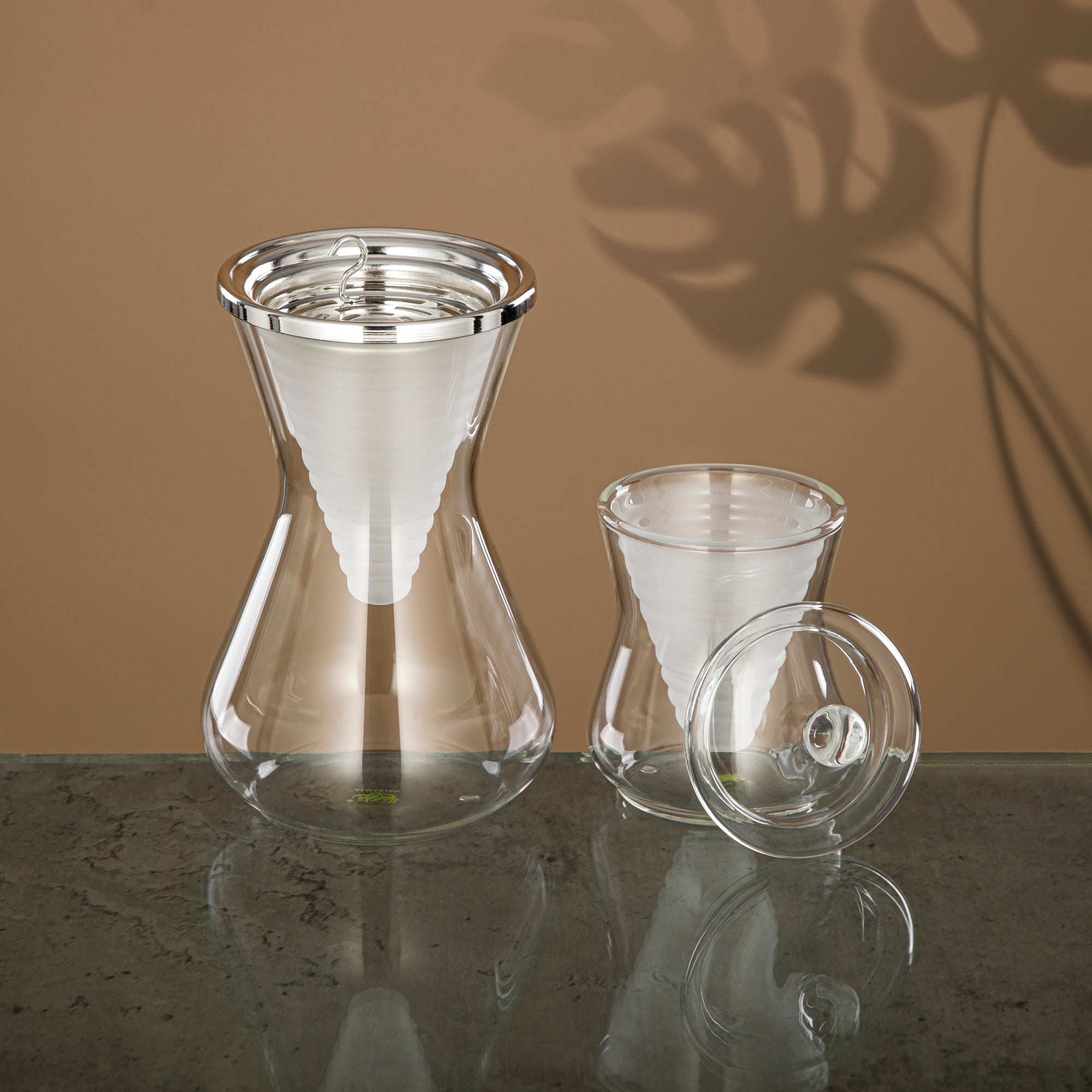 مجموعة مبخرة المرجان 2 قطعة، زجاج بوروسيليكات، شفاف وضبابي (GLS0010170) - مبخرة عود