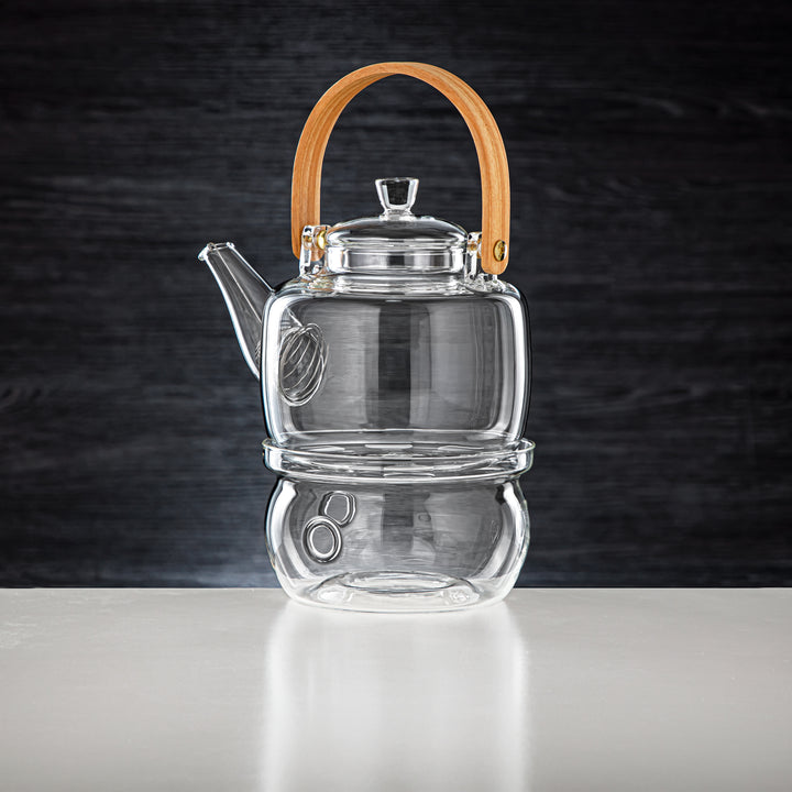 Almarjan 0.7 Liter Borosilicate Glass Tea Kettle & Warmer - GLS0010110