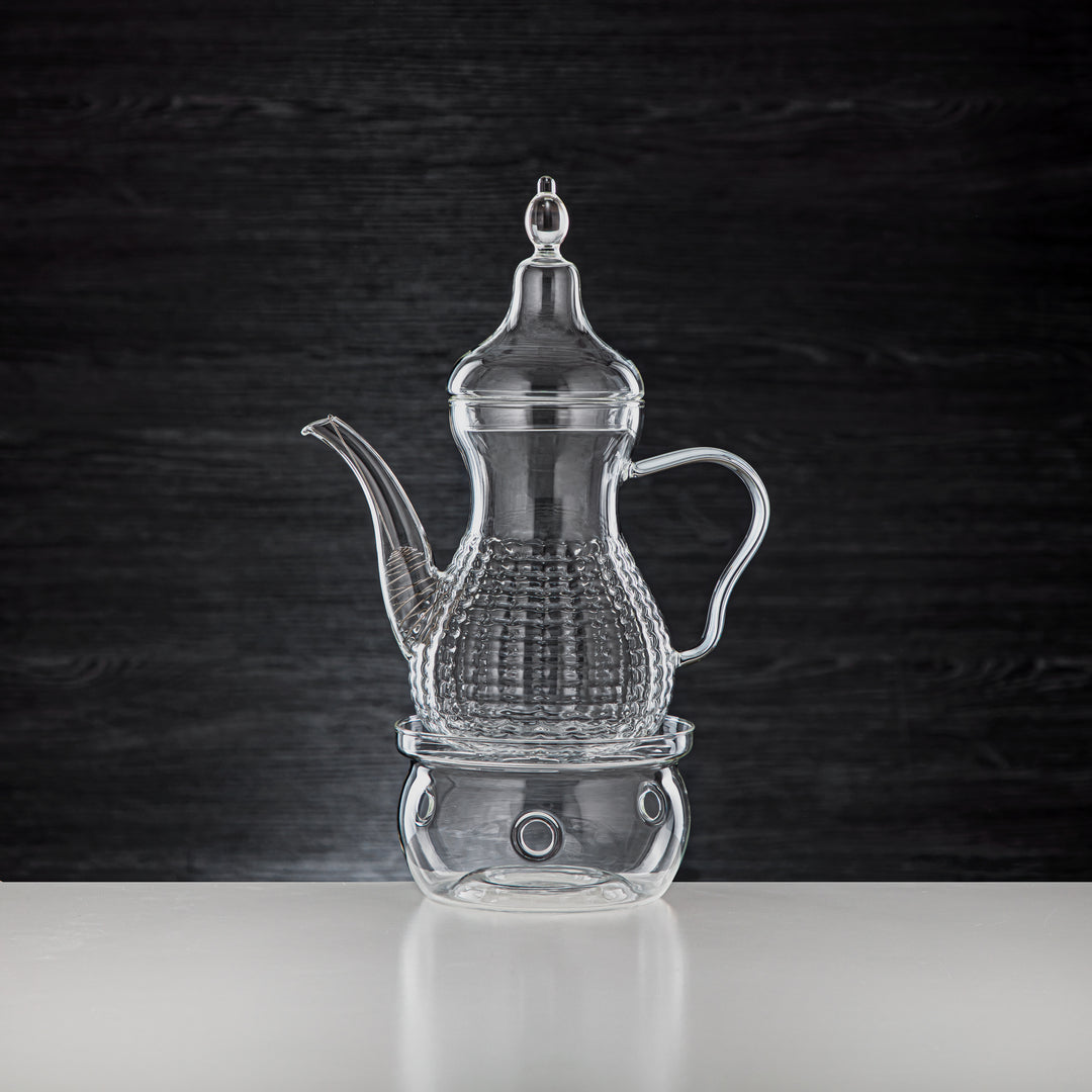 ابريق شاي وسخان زجاج البوروسيليكات سعة 0.65 لتر من المرجان - GLS0010111
