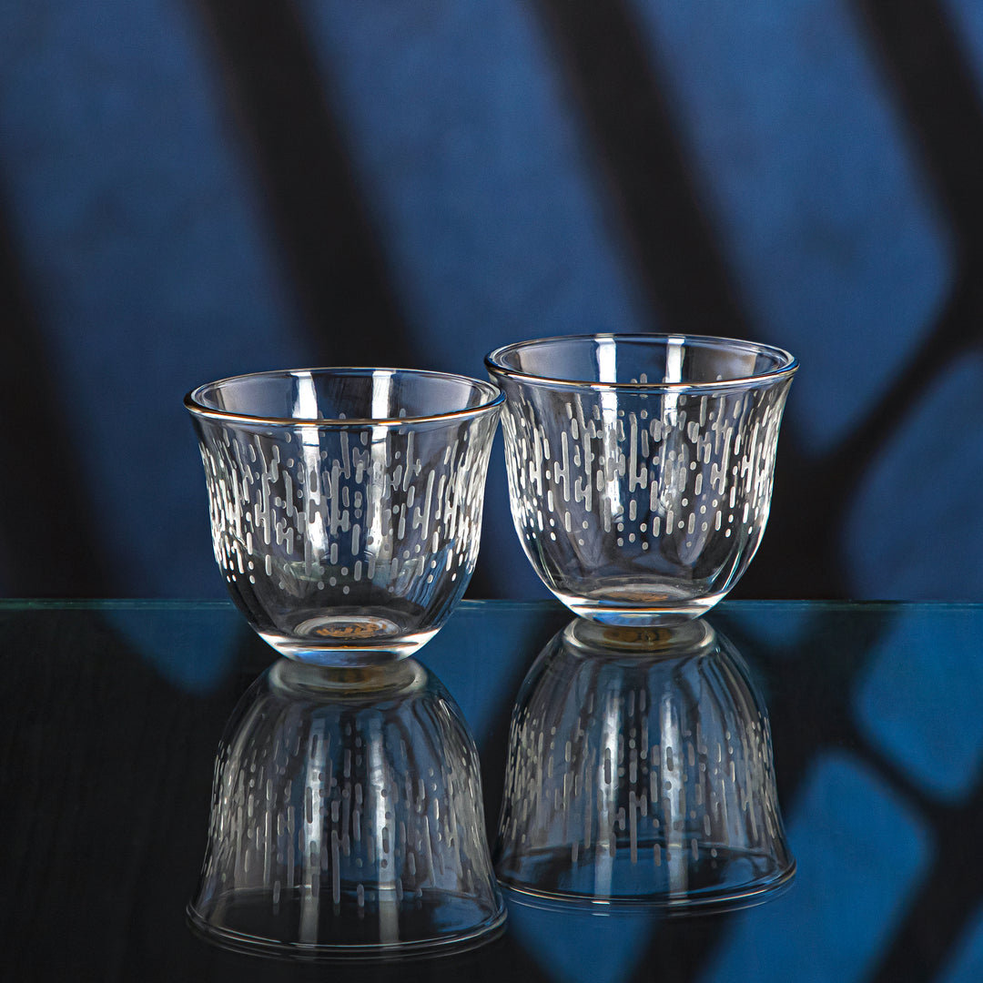 Almarjan 6 Pieces Luvia Collection Glass Cawa Cup With Silver Rim - GLS2630019