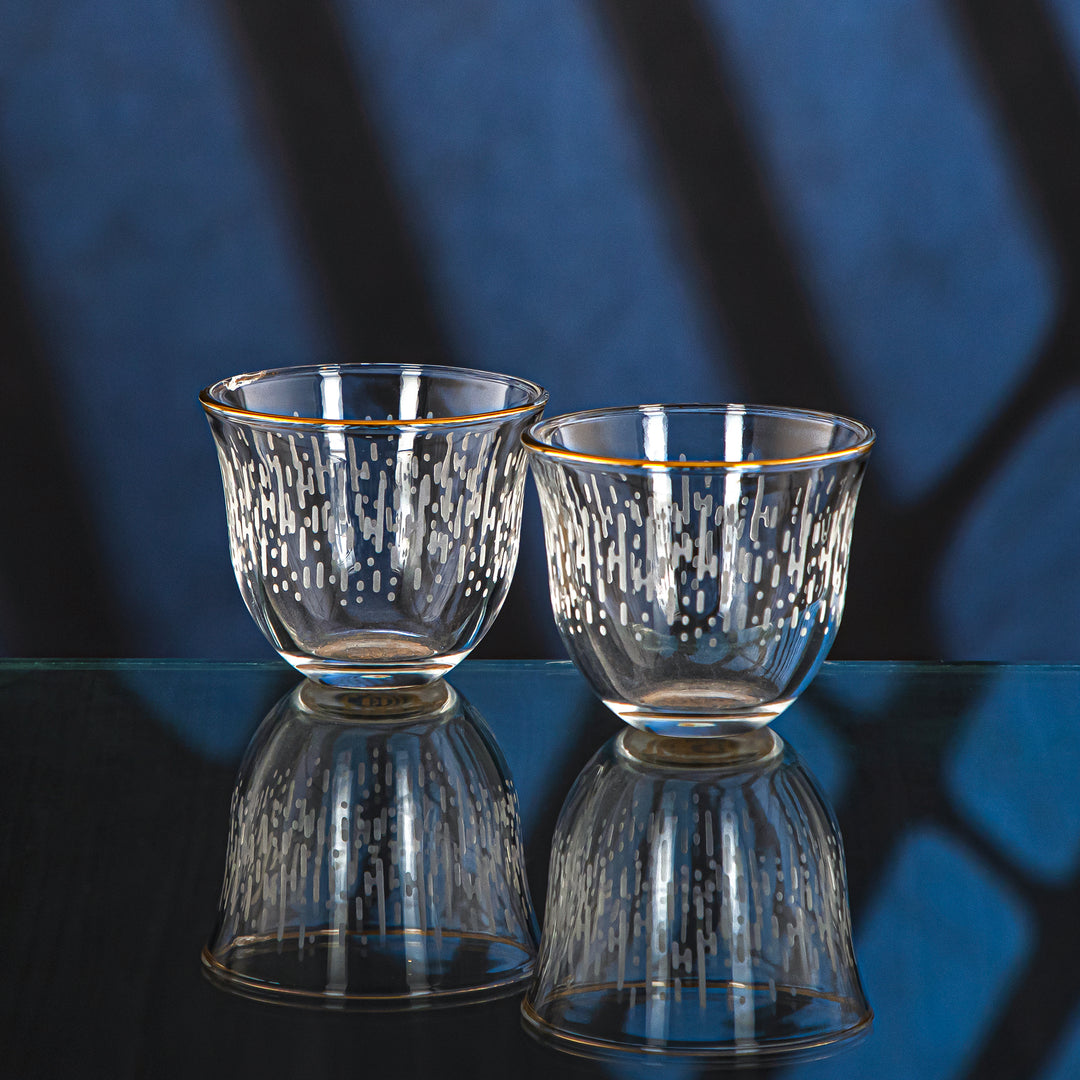 Almarjan 6 Pieces Luvia Collection Glass Cawa Cup With Golden Rim - GLS2630022