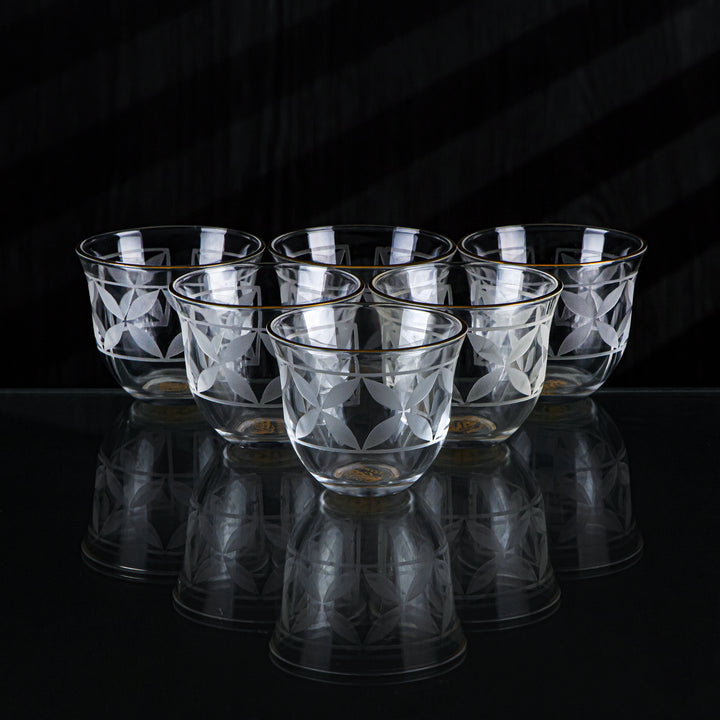 Almarjan 18 Pieces Crave Collection Glass Tea & Coffee Set With Golden Rim - GLS2630048