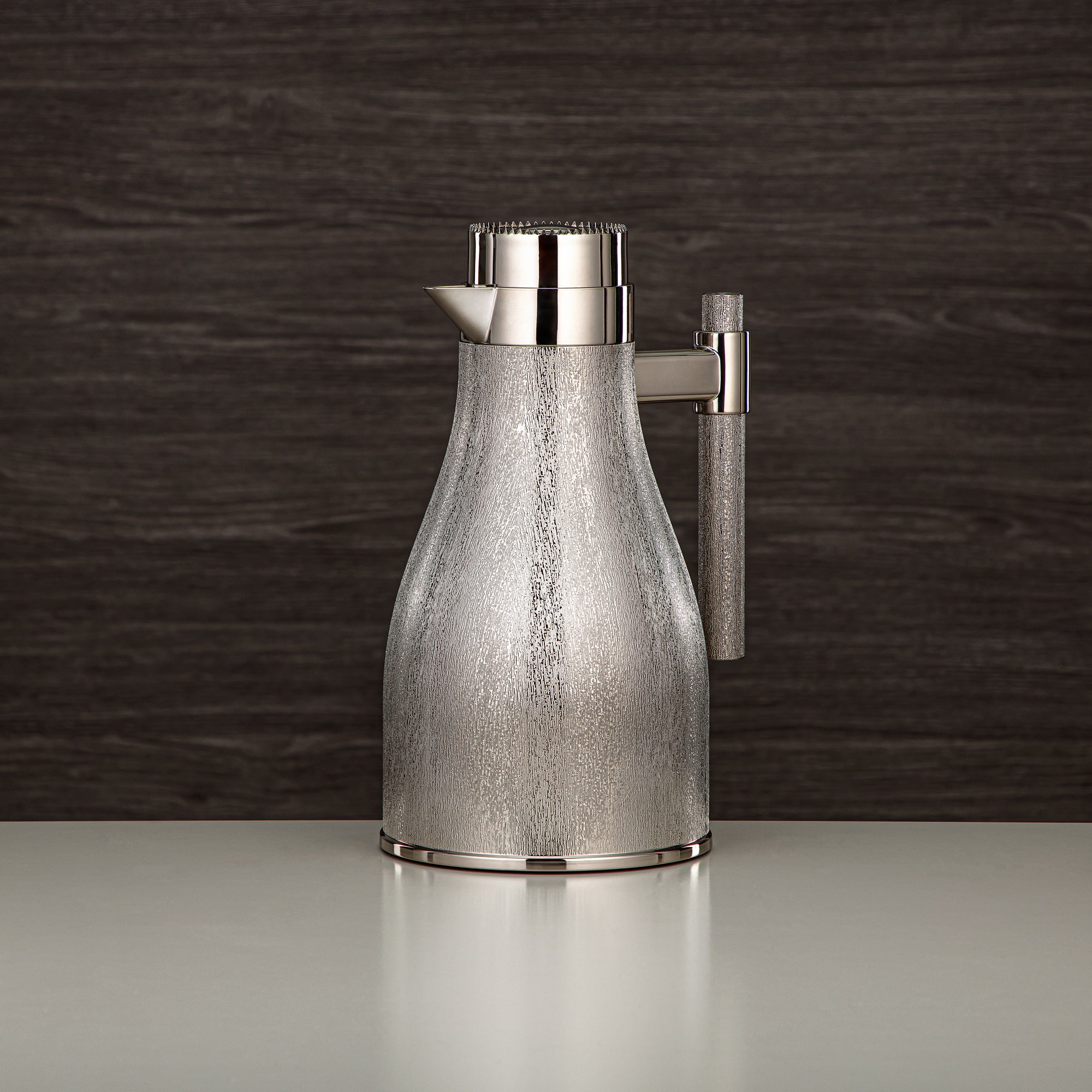 Almarjan Vacuum Flask Set ABS Push Button 1L + 1L Nickel (GOK-N-N-N) - Elegant Serving