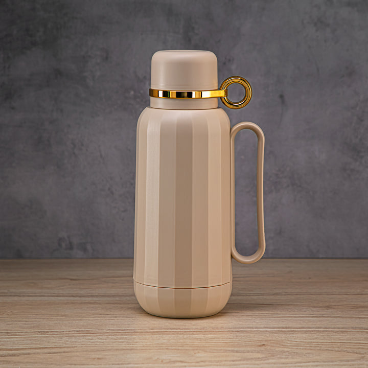 Almarjan 1 Liter Vacuum Flask Beige & Gold - GT101 MBGG