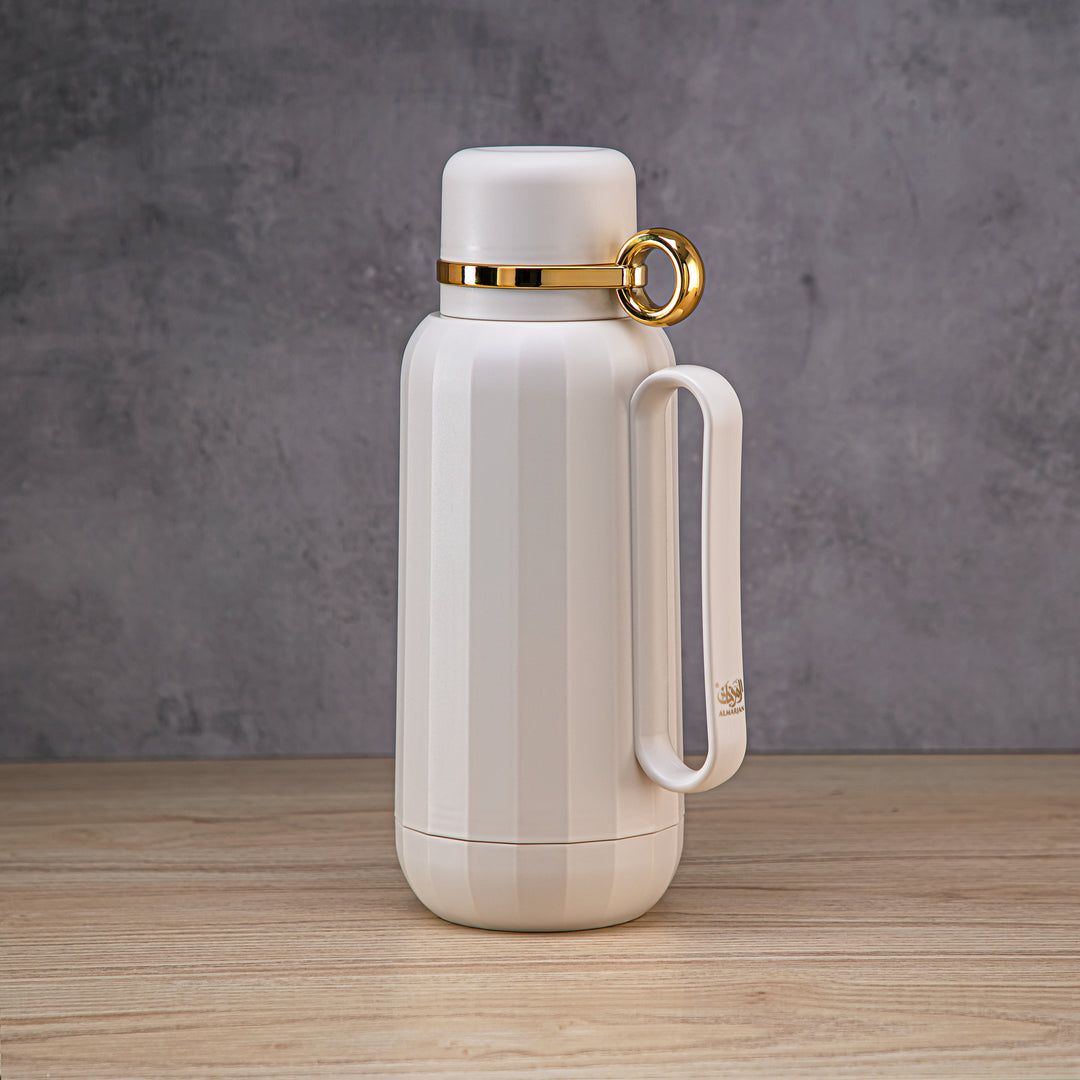 Almarjan 1 Liter Vacuum Flask Ivory & Gold - GT101 MIVG