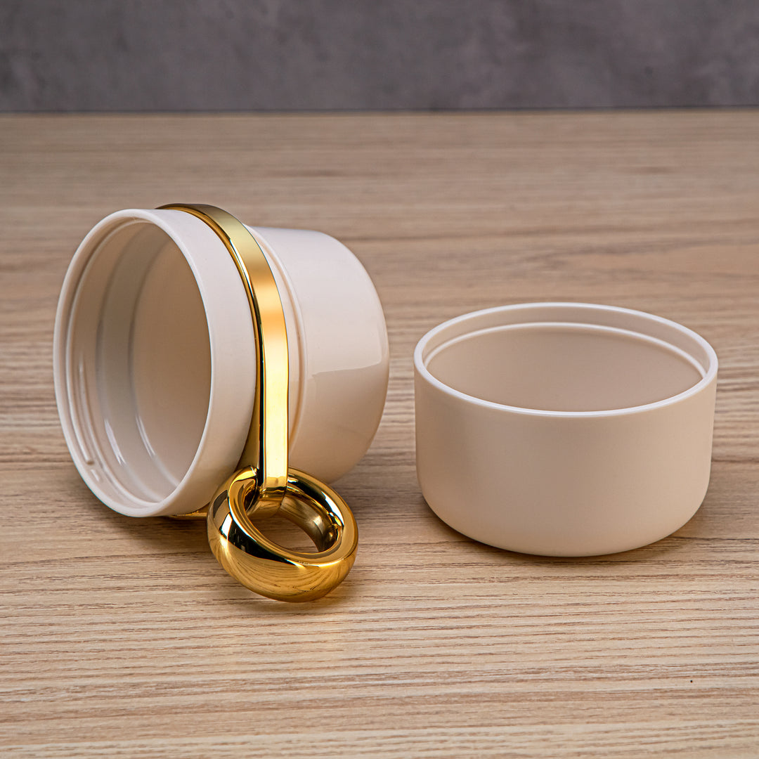 Almarjan 1 Liter Vacuum Flask Ivory & Gold - GT101 MIVG