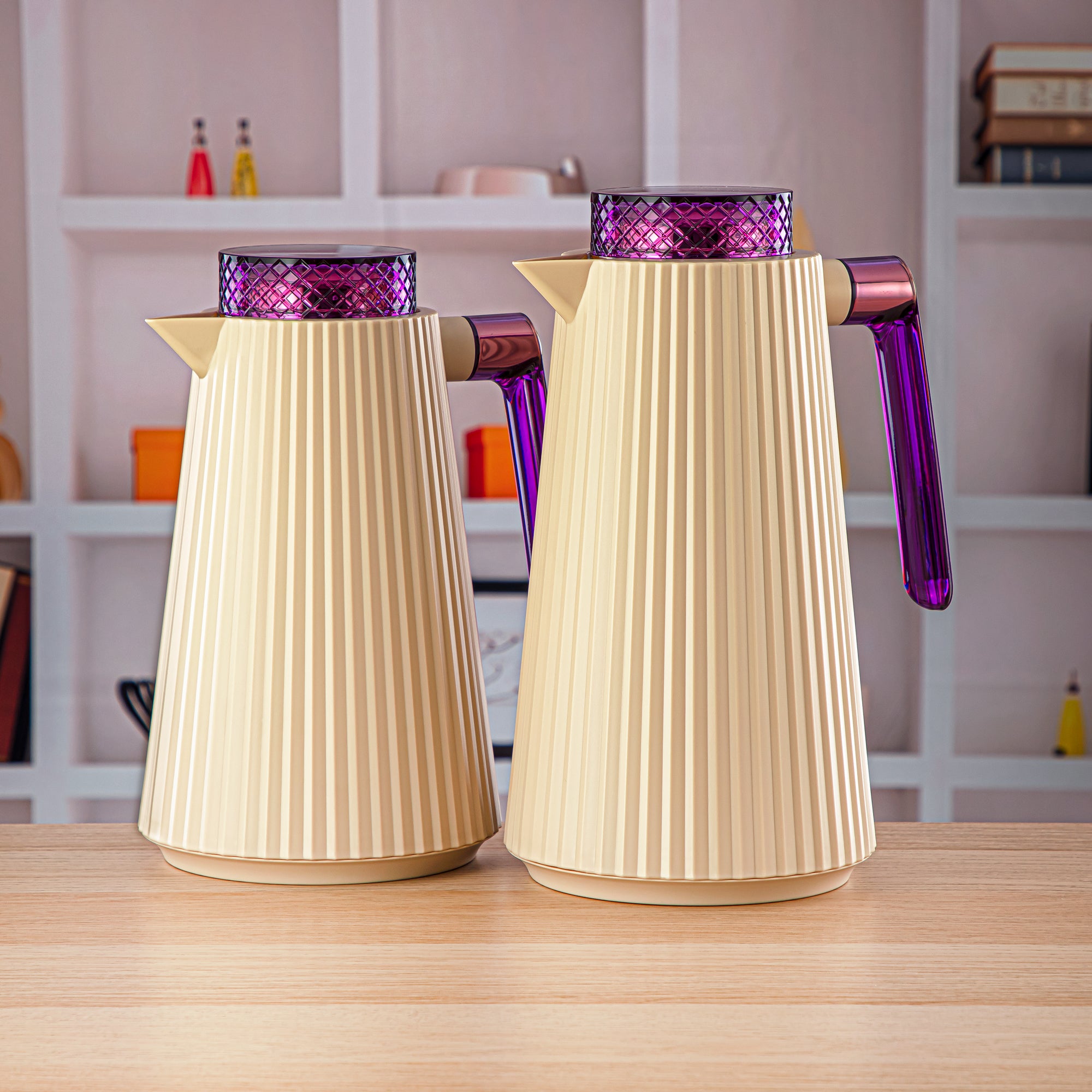 Almarjan 2 Pieces Vacuum Flask Set Beige - GT106-100/130 BG/G/AM