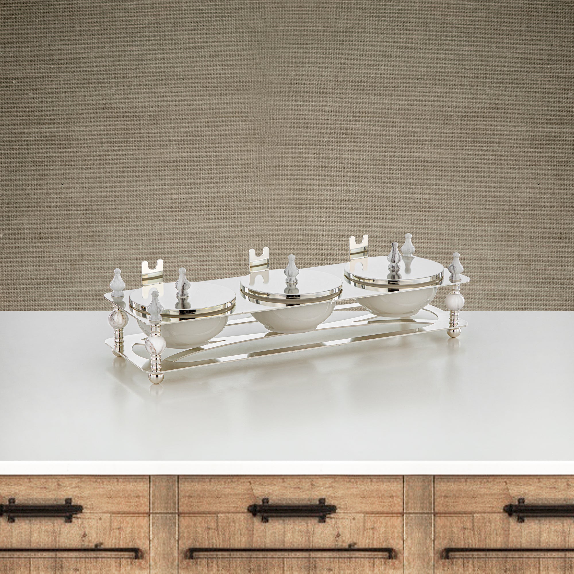 مجموعة حلوى المرجان 3 قطع فضية - HM4105-S