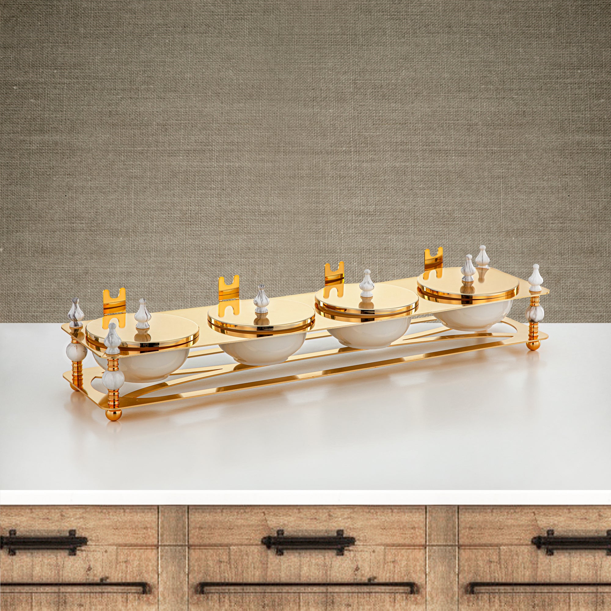 مجموعة حلوى المرجان المكونة من 4 قطع ذهبية - HM4106-G