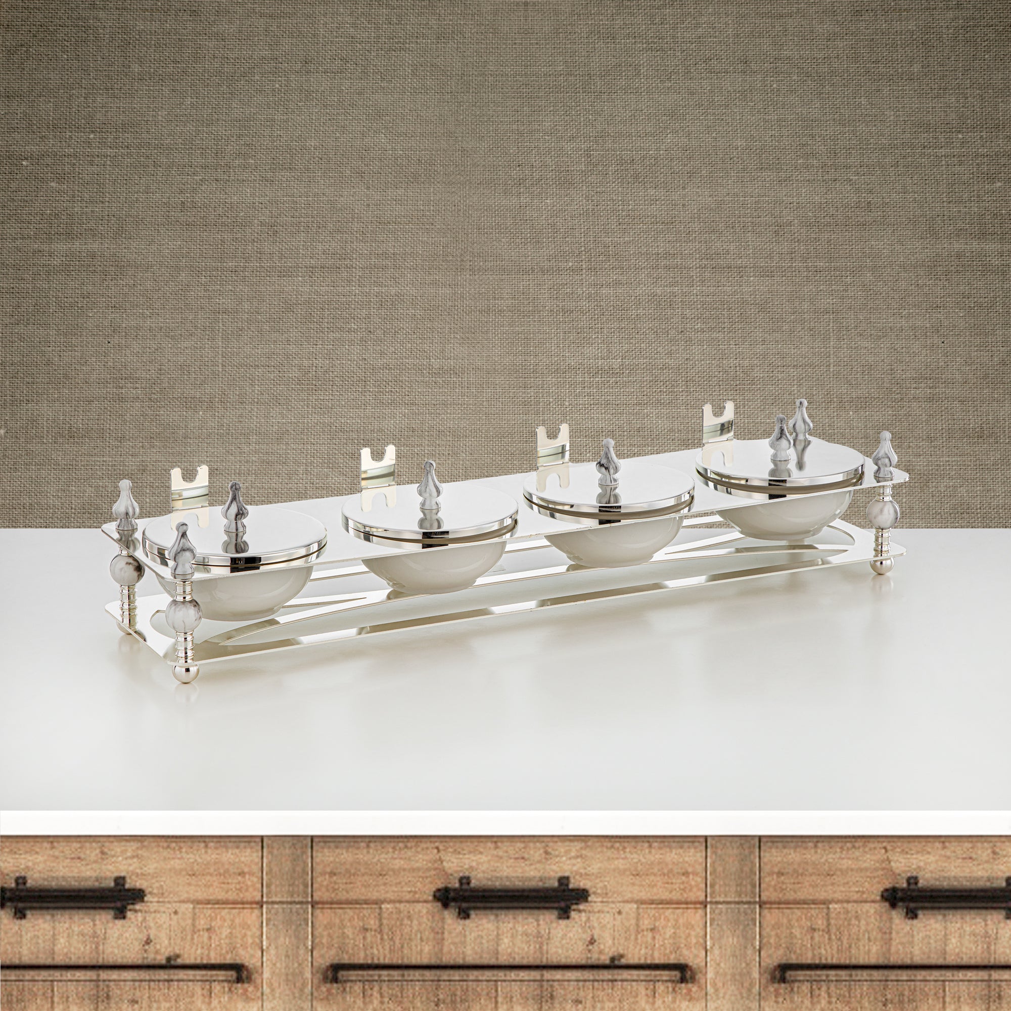 مجموعة حلوى المرجان المكونة من 4 قطع فضية - HM4106-S