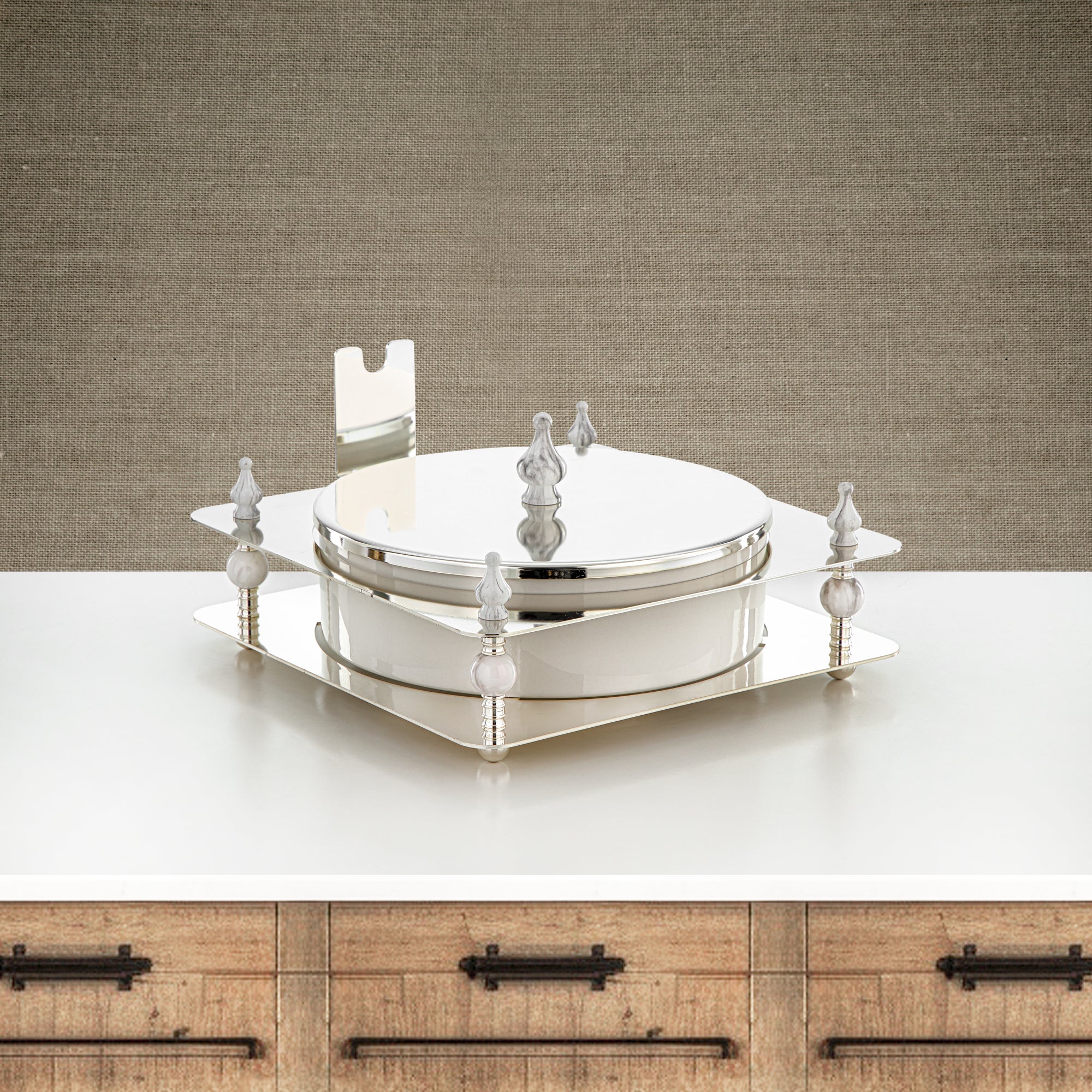 علبة حلوى المرجان 25 سم فضية - HM4107-S