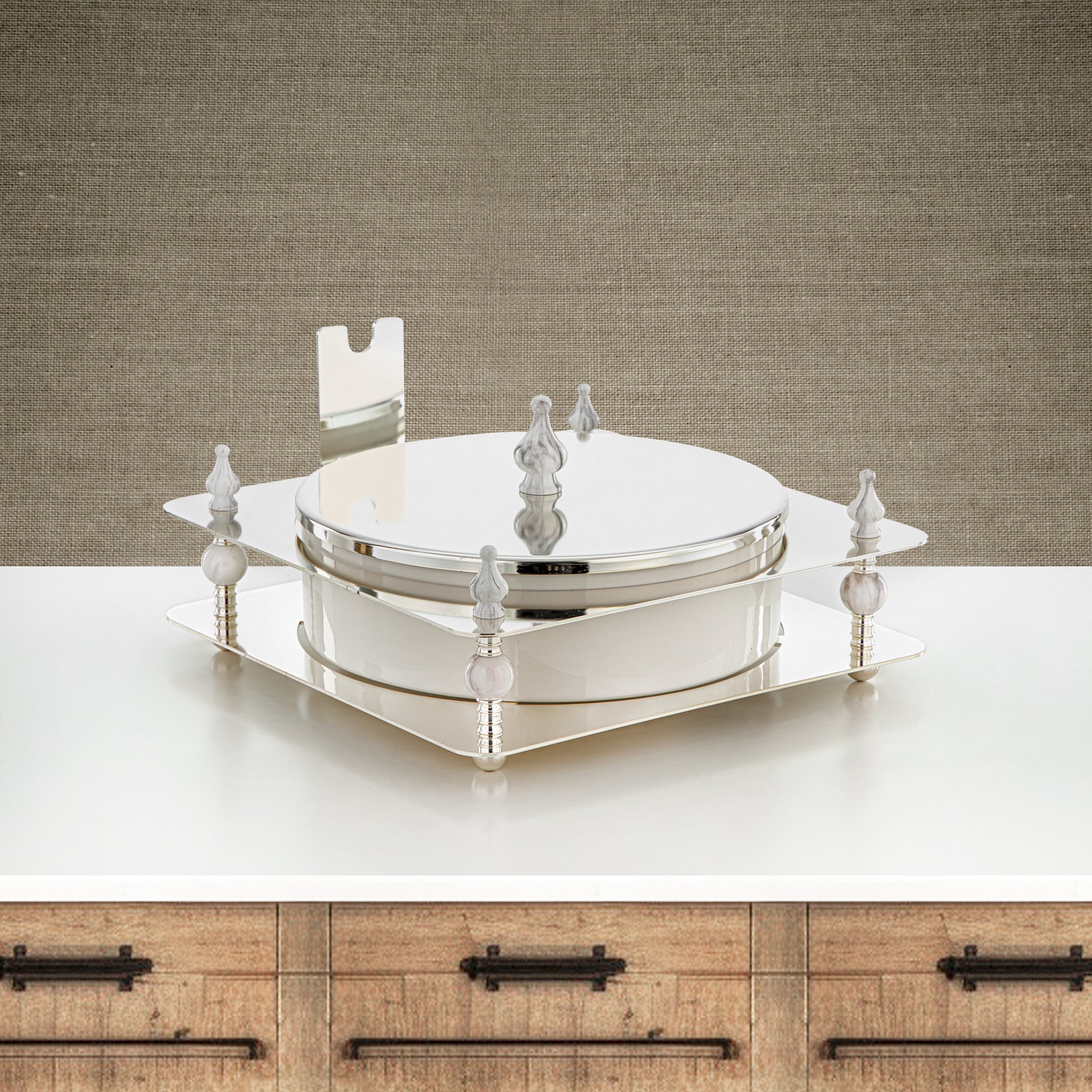 علبة حلوى المرجان 30 سم فضية - HM4108-S