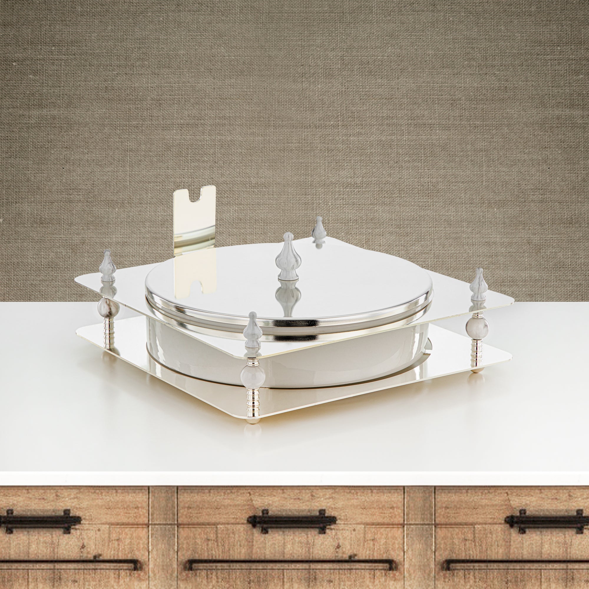 علبة حلوى المرجان 35 سم فضية - HM4109-S